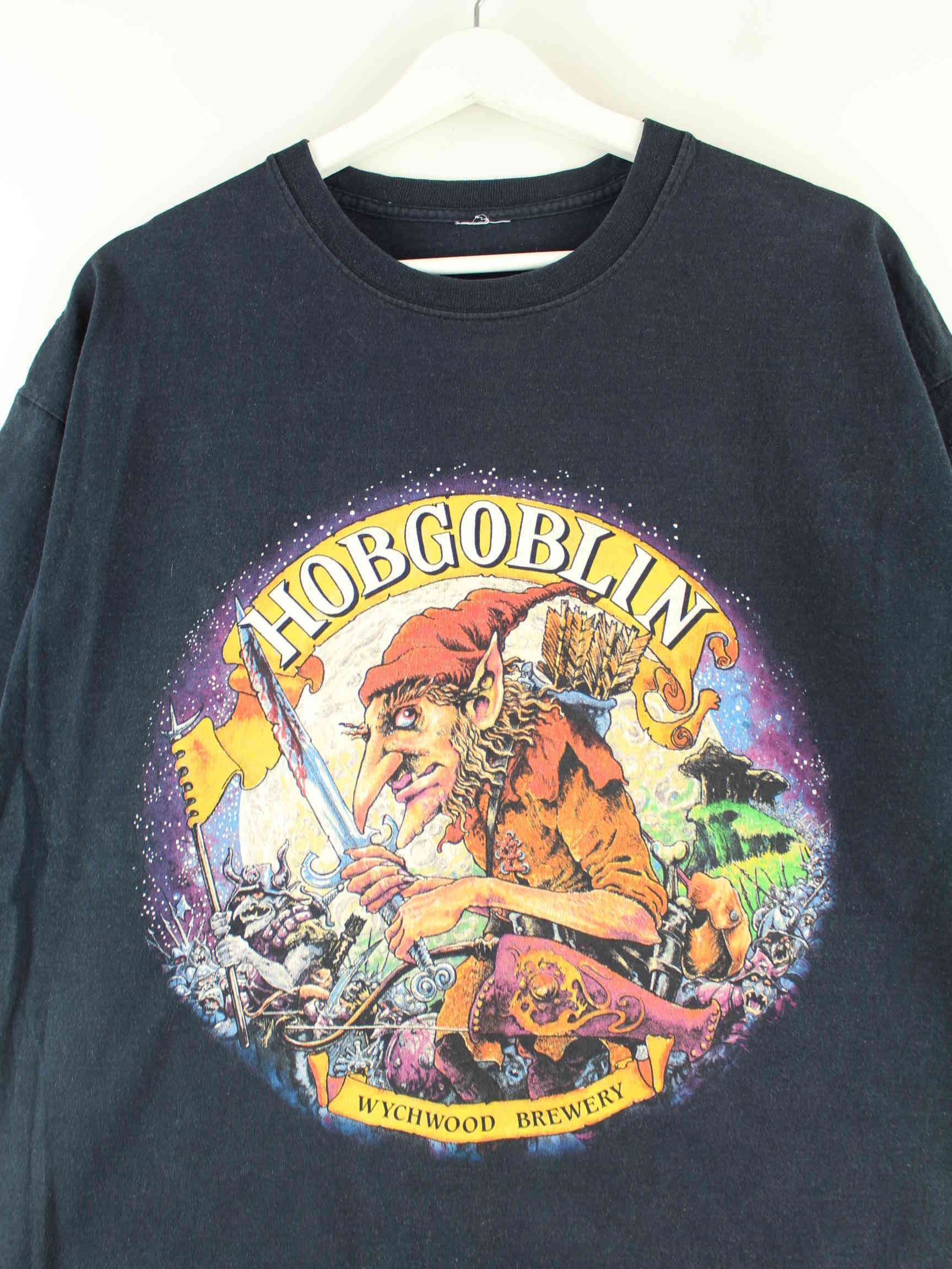 Vintage y2k Hobgoblin Print T-Shirt Schwarz XL (detail image 1)