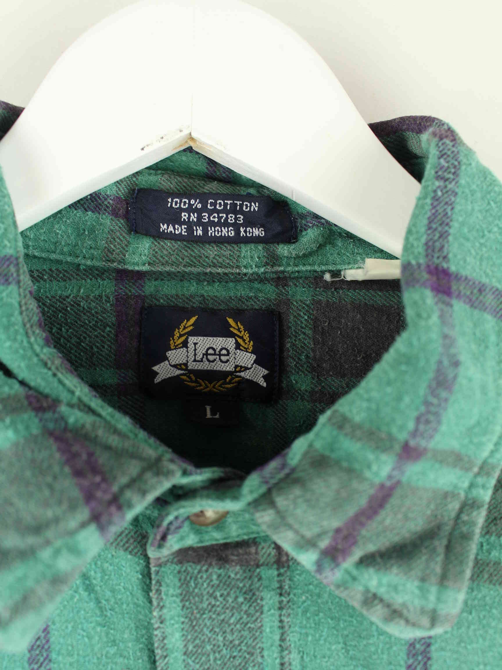 Lee 80s Vintage Flanell Single Stitch Hemd Grün L (detail image 2)