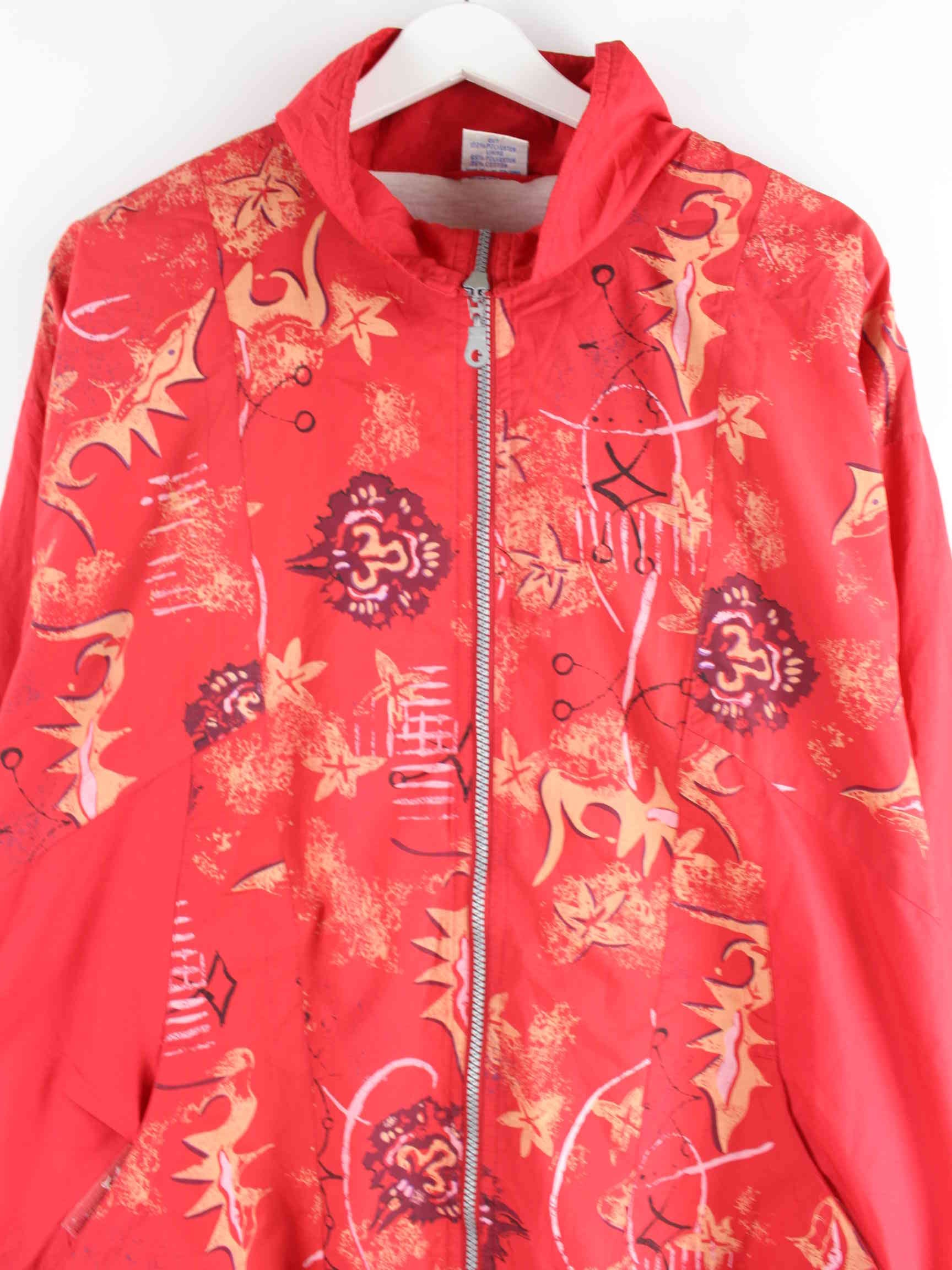 Vintage 80s Crazy Pattern Trainingsjacke Rot XL (detail image 1)