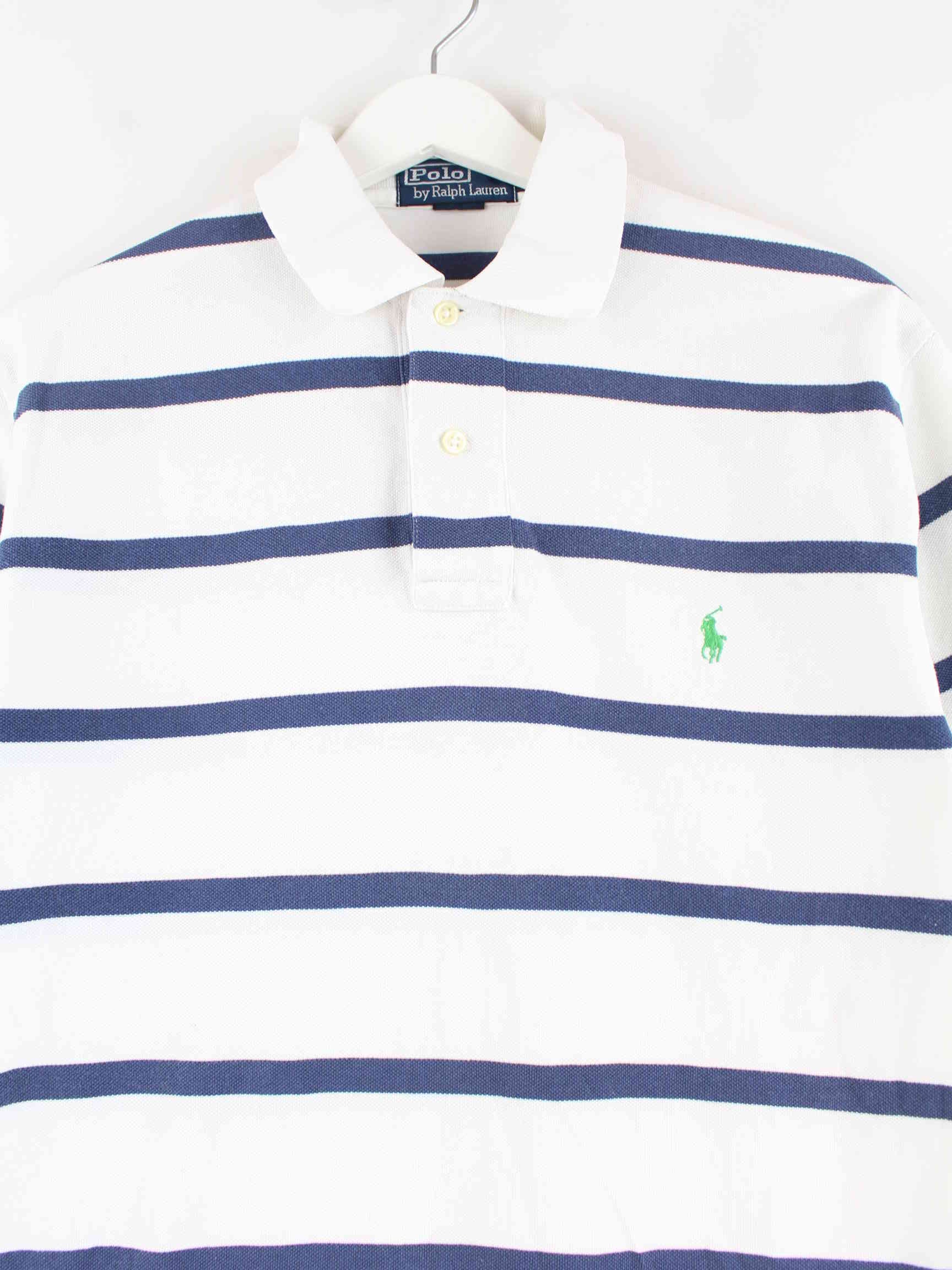 Ralph Lauren 90s Vintage Striped Polo Blau S (detail image 1)