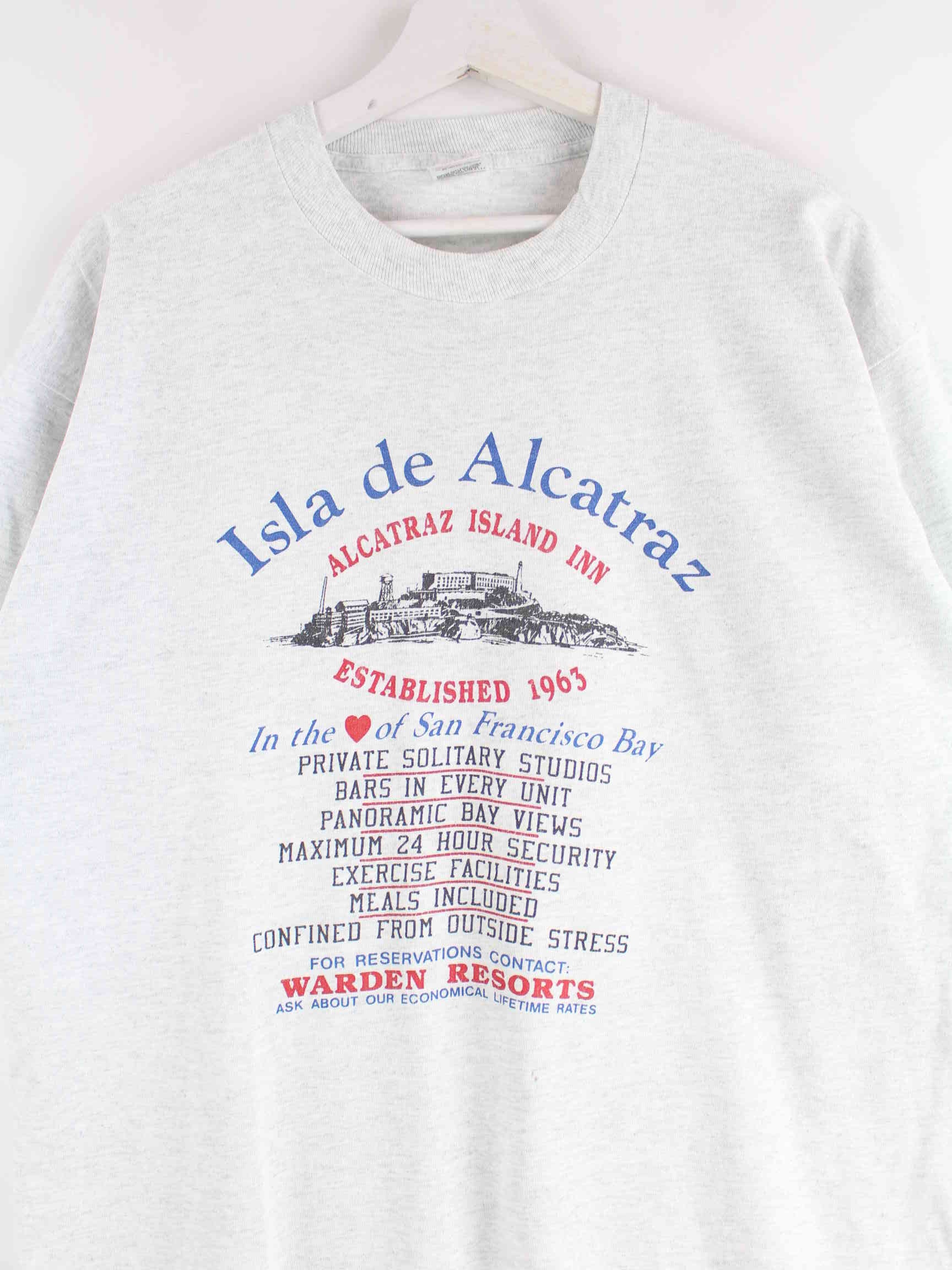 Fruit of the Loom 80s Vintage Alcatraz Print Single Stitched T-Shirt Grau XL (detail image 1)