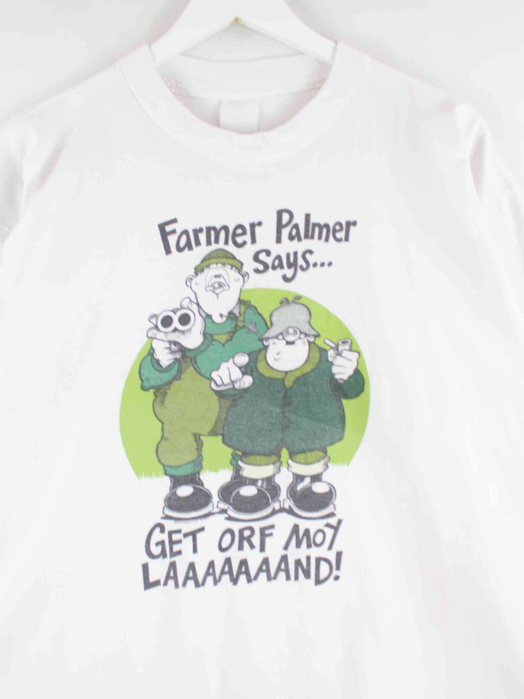 Vintage 90s Vintage Farmer Print T-Shirt Weiß XL (detail image 1)