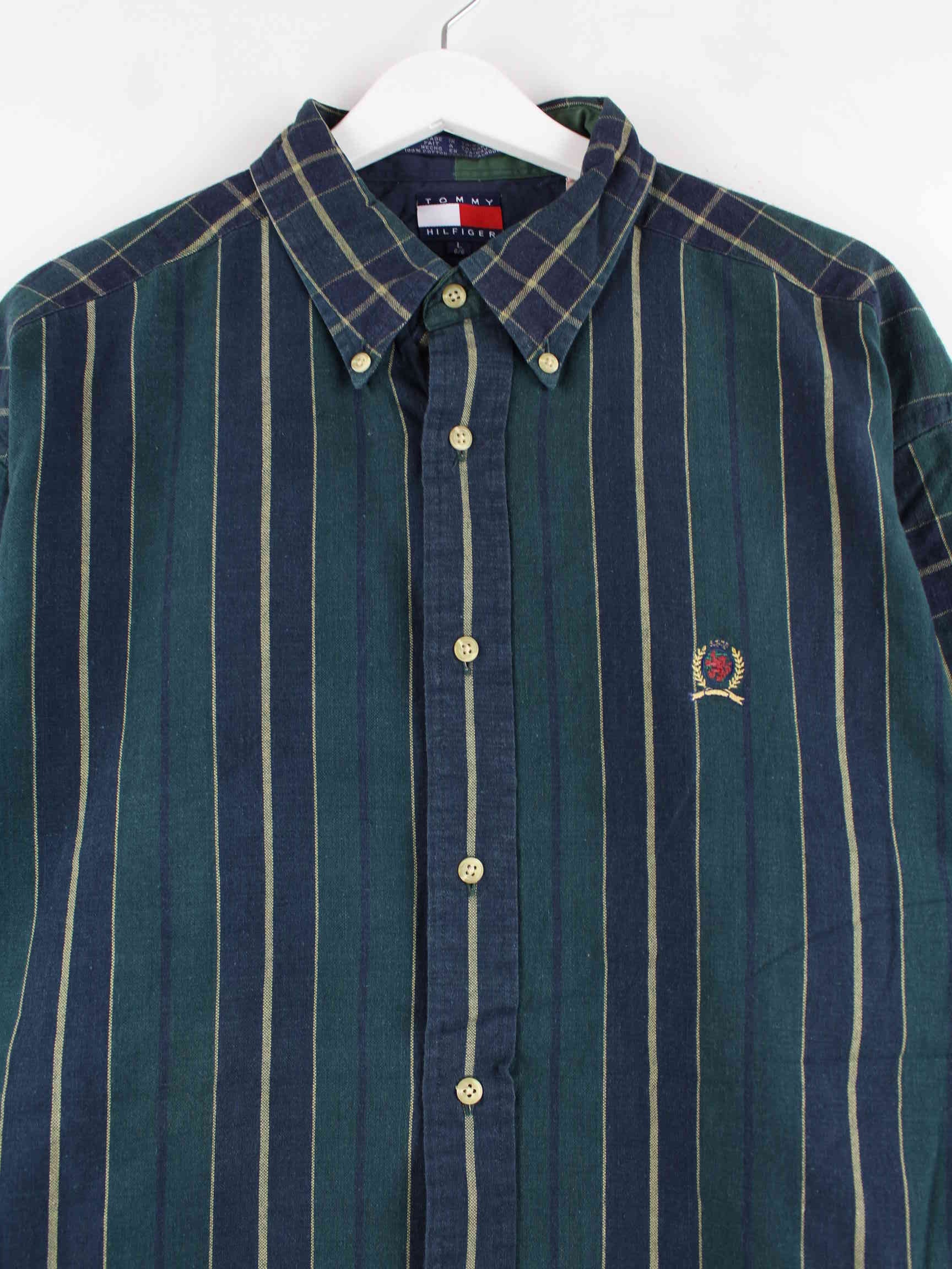 Tommy Hilfiger 00s Striped Hemd Grün L (detail image 1)