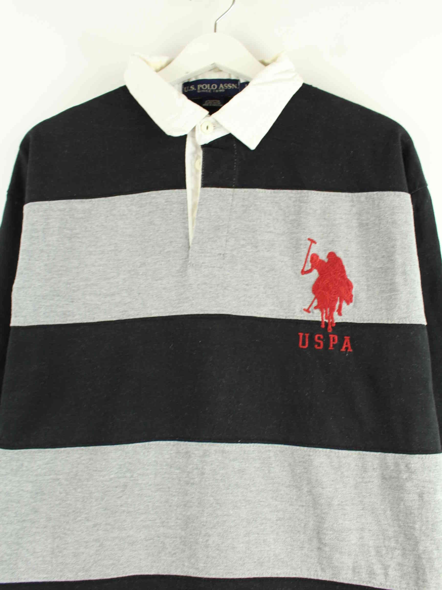 U.S. Polo ASSN. 00s Striped Langarm Polo Schwarz L (detail image 1)