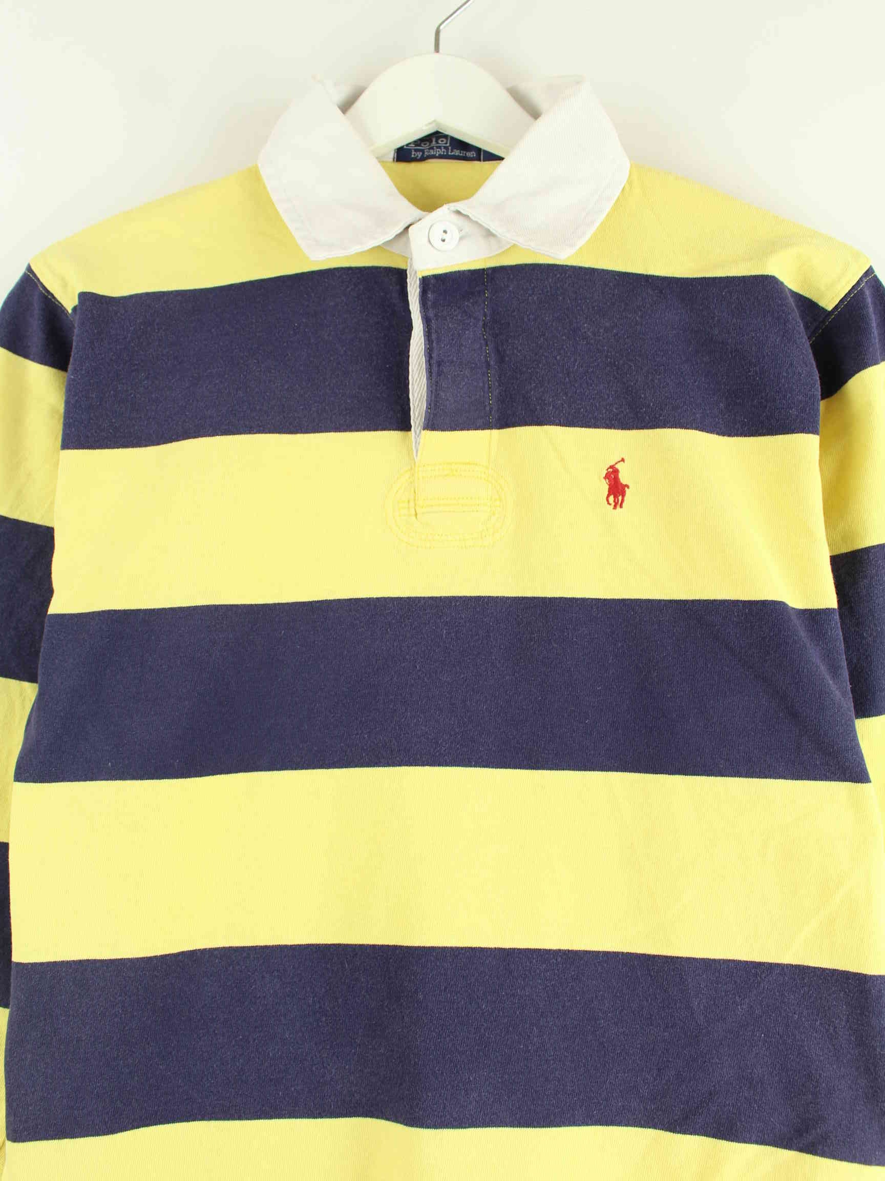 Ralph Lauren 00s Striped Langarm Polo Gelb XS (detail image 1)