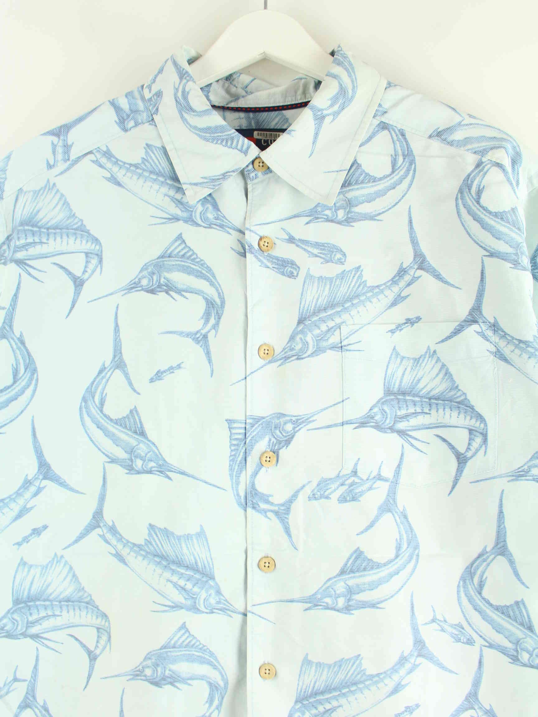 Vintage Sailfish Pattern Hawaii Hemd Blau M (detail image 1)