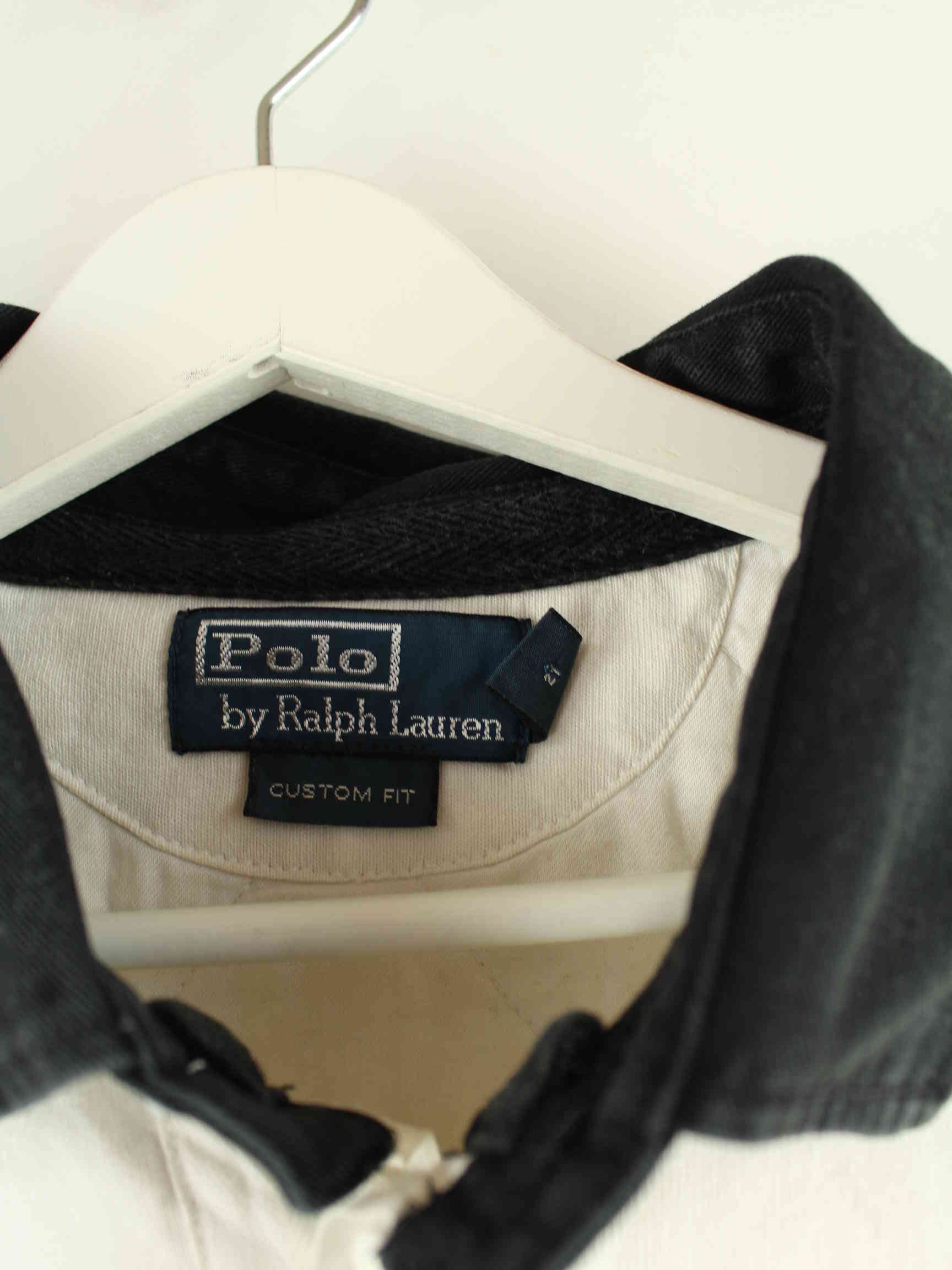 Ralph Lauren 90s Vintage Black Watch Embroidered Langarm Polo Weiß L (detail image 2)