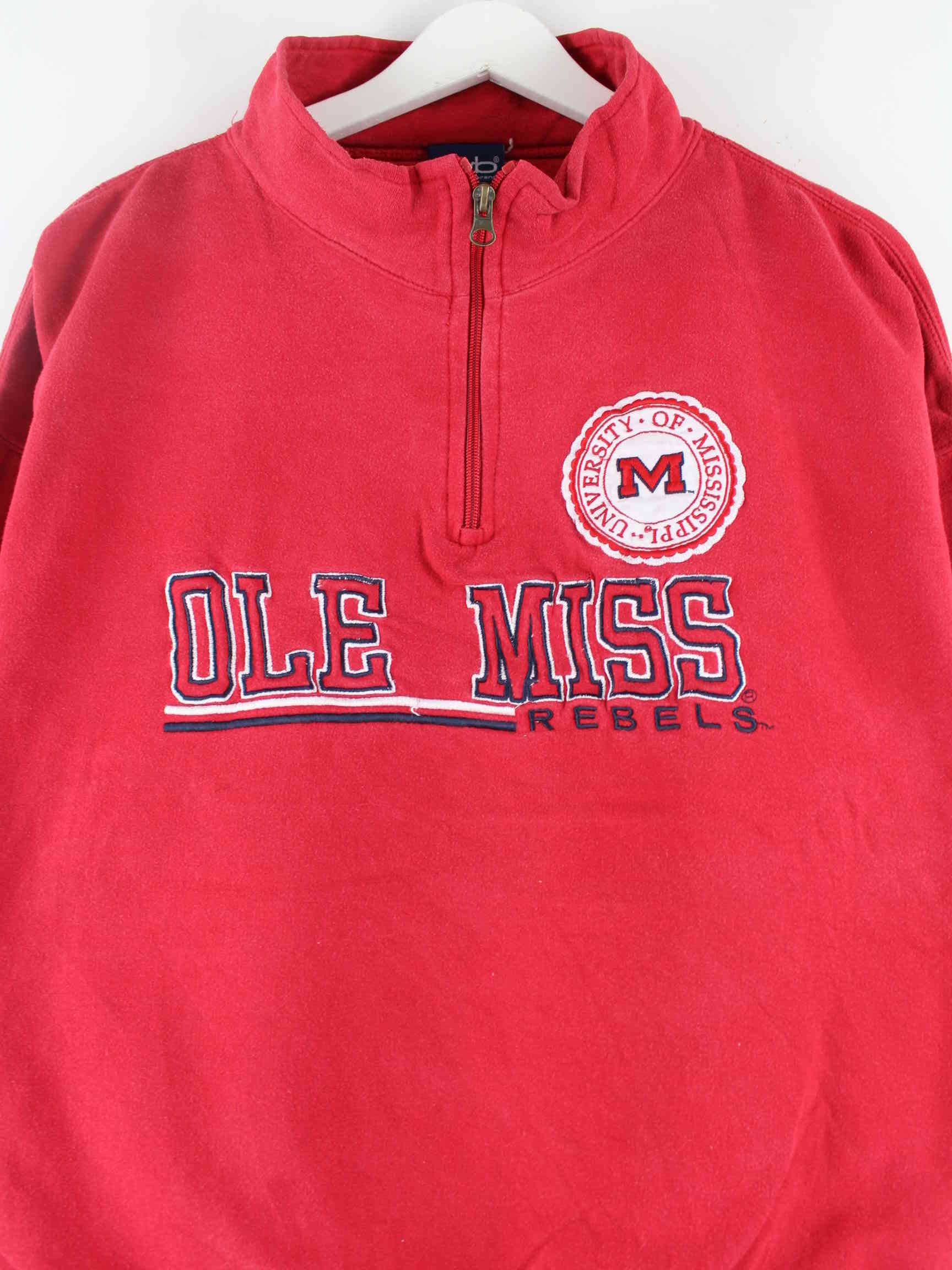 Vintage Damen 90s Ole Miss Embroidered Half Zip Sweater Rot S (detail image 1)