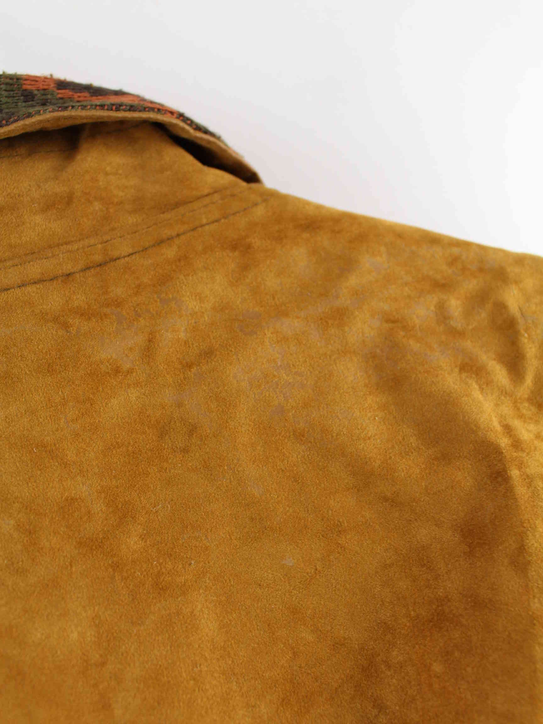 Vintage y2k Suede Bomber Jacke Braun L (detail image 3)