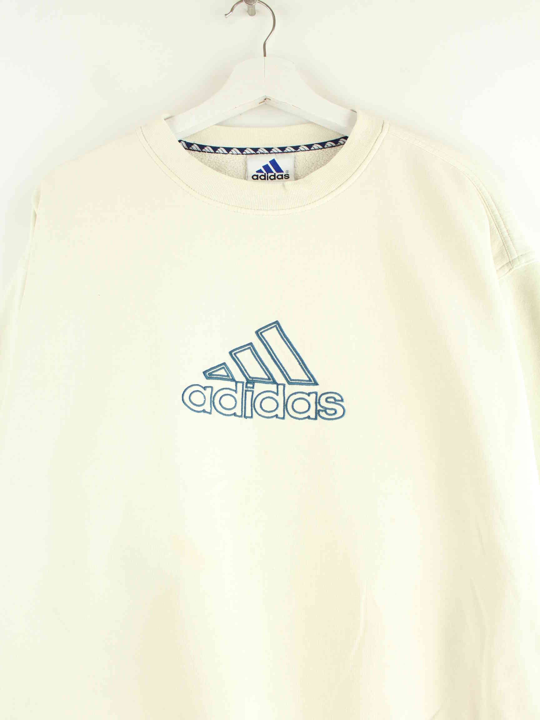 Adidas 90s Vintage Big Logo Embroidered Sweater Beige L (detail image 1)