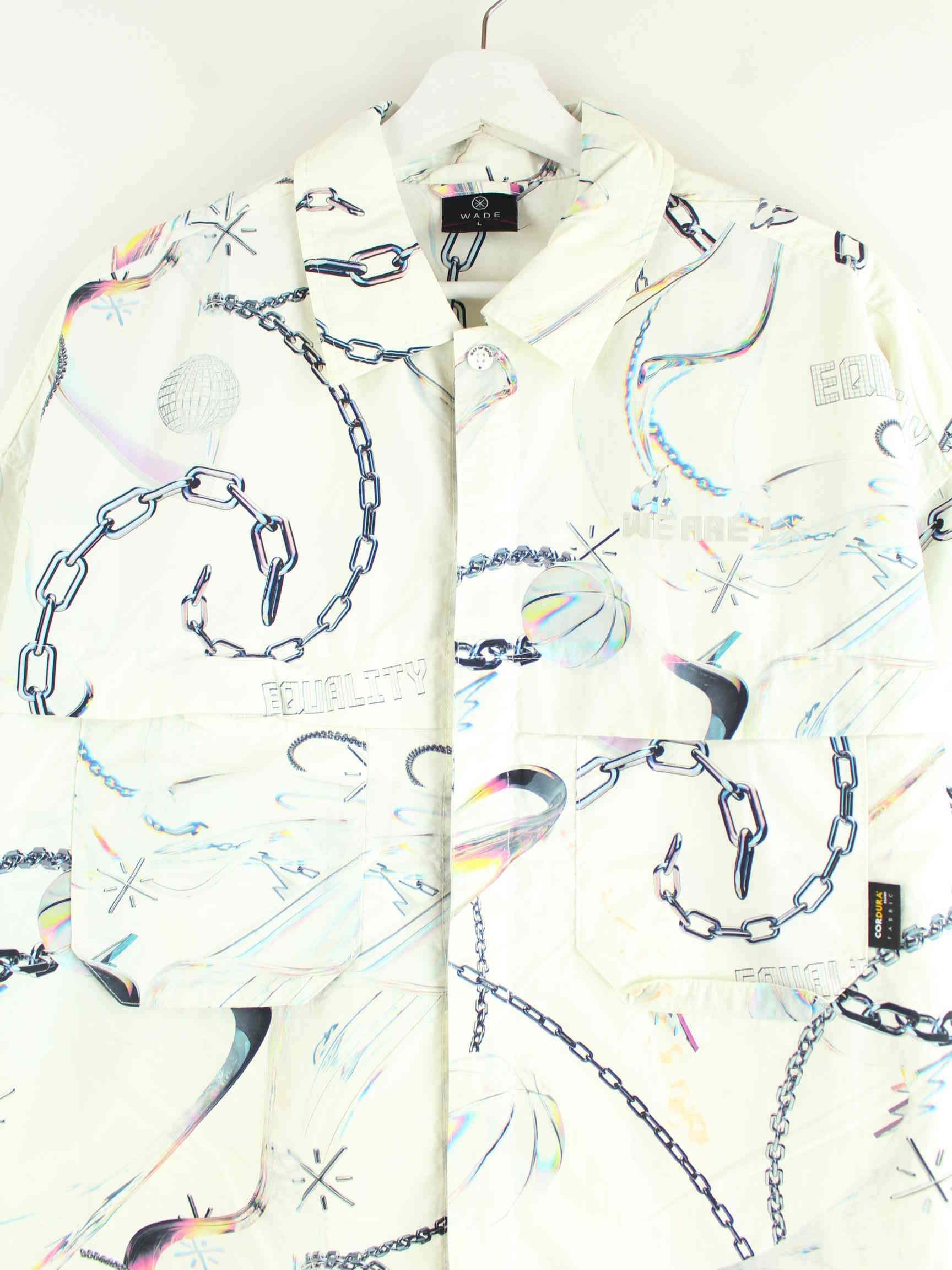 Vintage y2k Shiny Pattern Hemd Weiß XL (detail image 1)