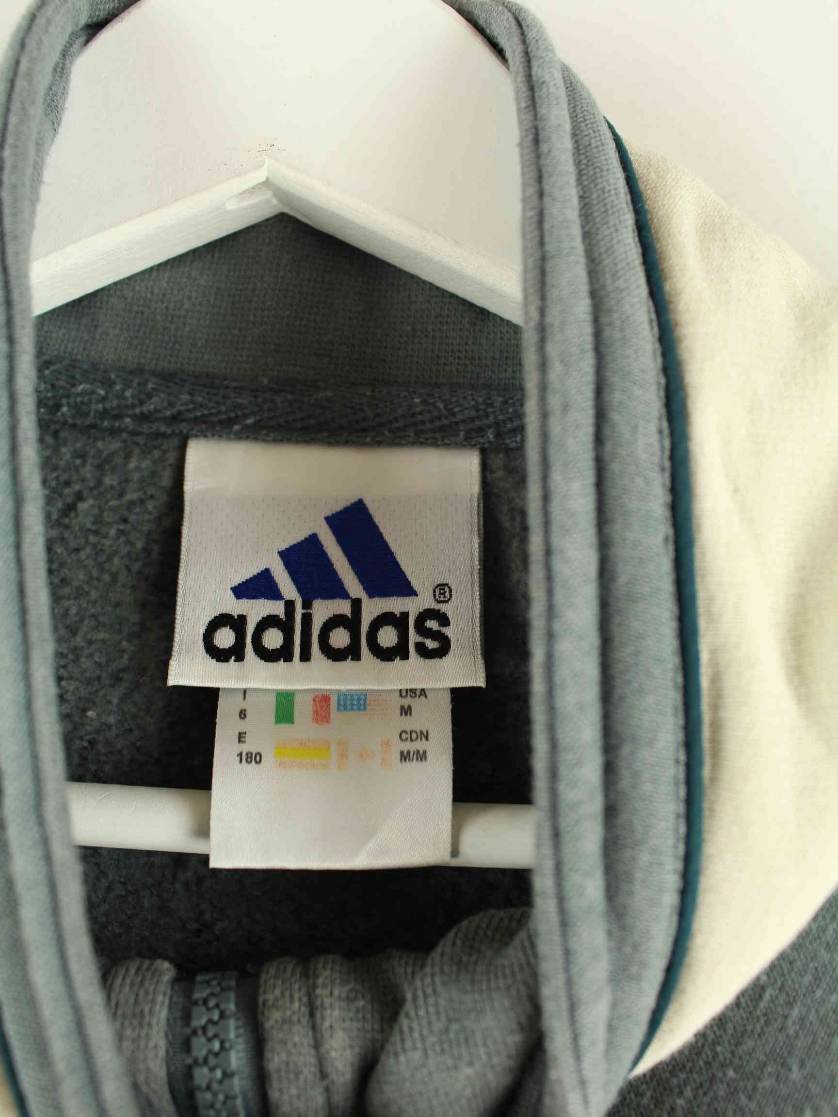 Adidas 90s Vintage Logo Embroidered Half Zip Sweater Beige L (detail image 3)