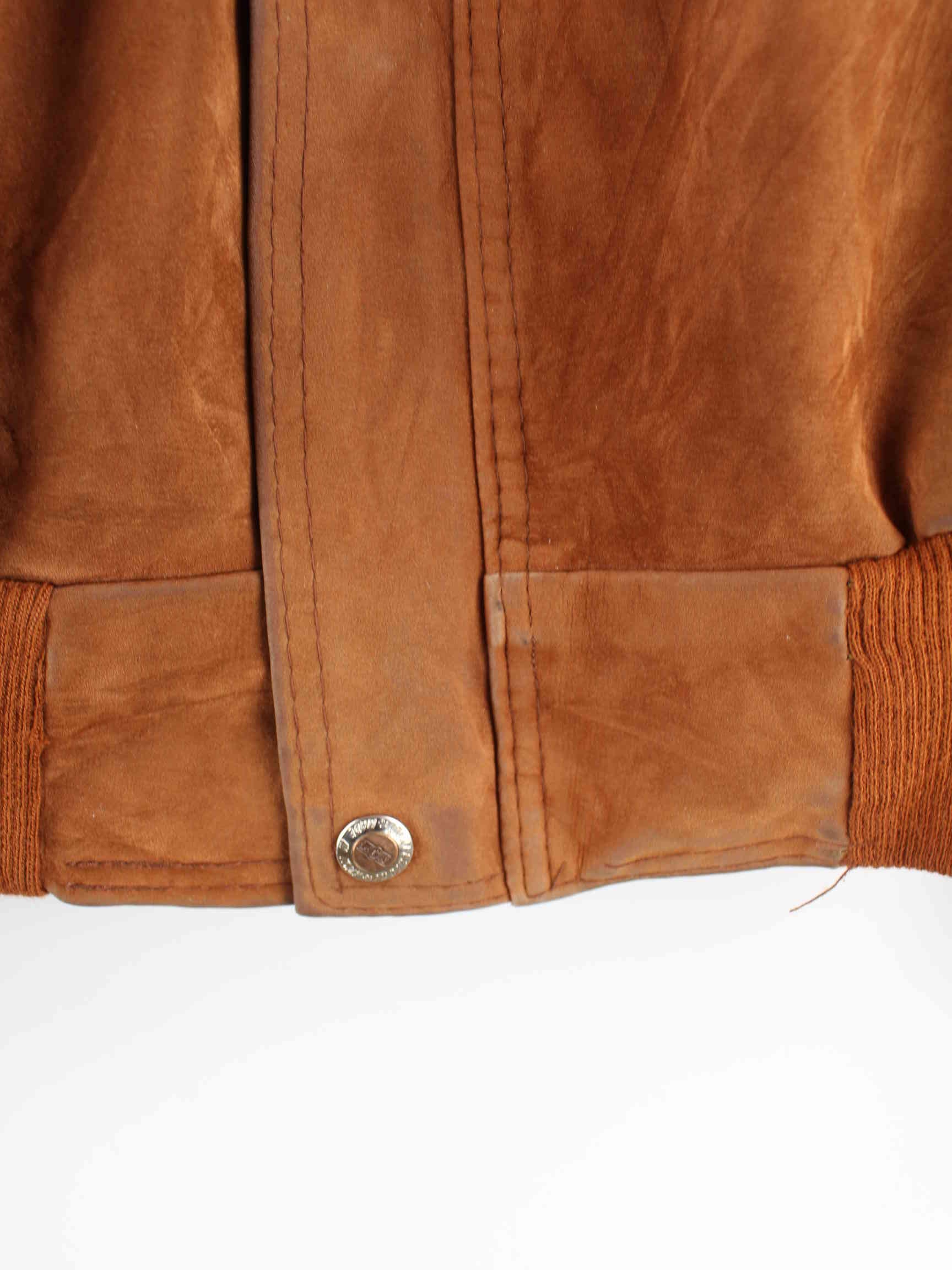 Vintage y2k Suede Bomber Jacke Braun L (detail image 2)