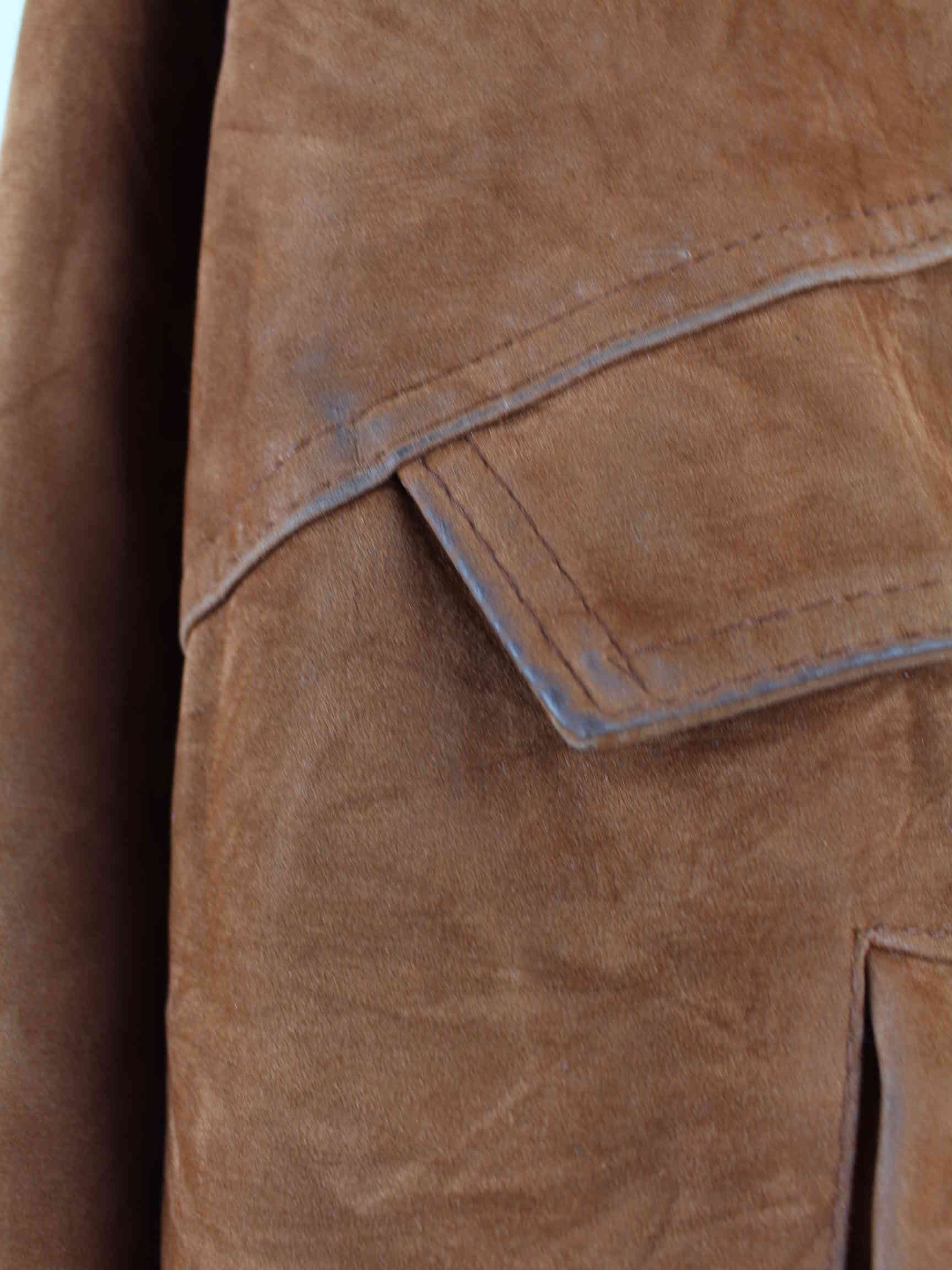 Vintage y2k Suede Bomber Jacke Braun L (detail image 4)