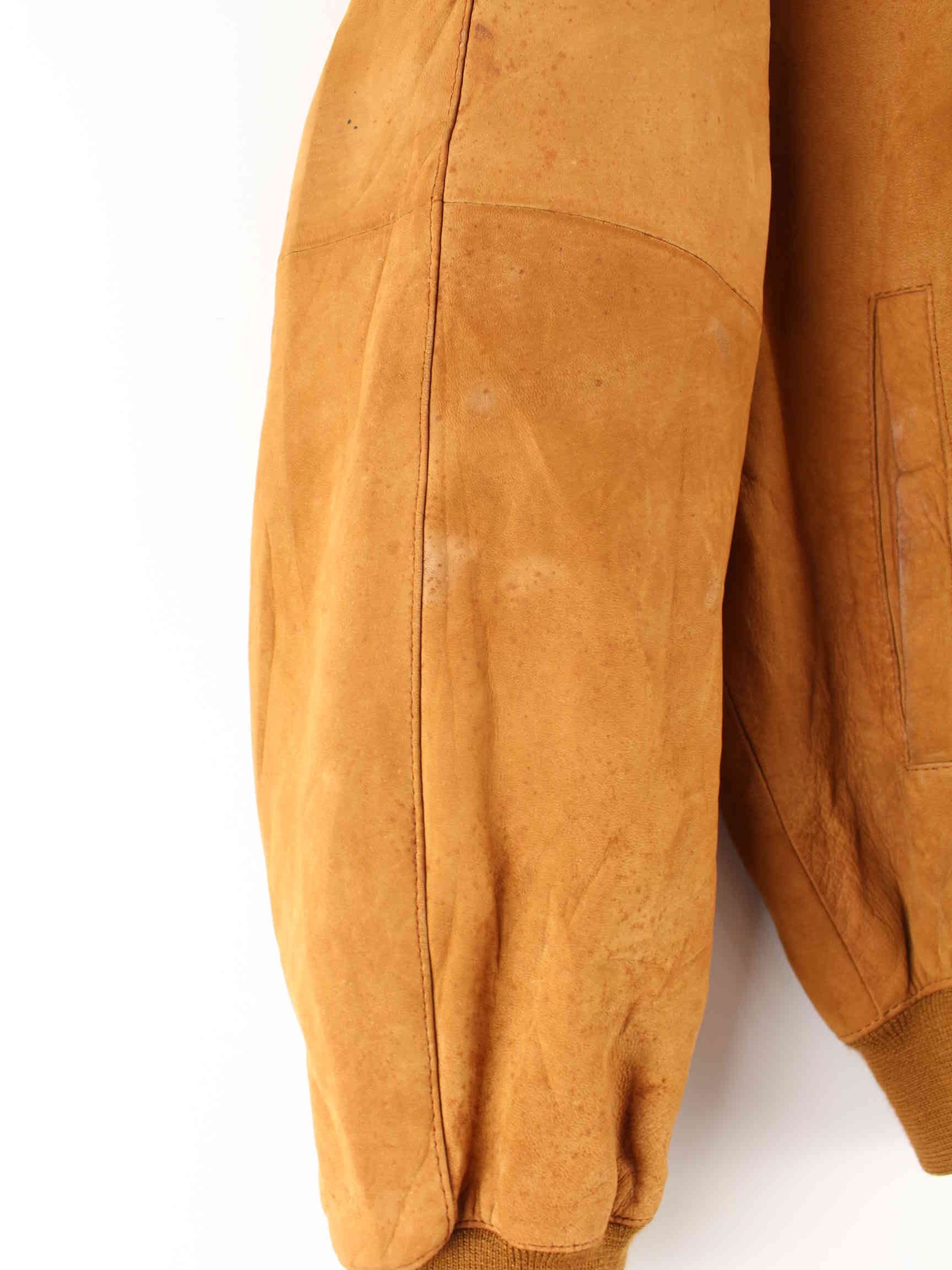 Vintage y2k Suede Bomber Jacke Braun L (detail image 4)