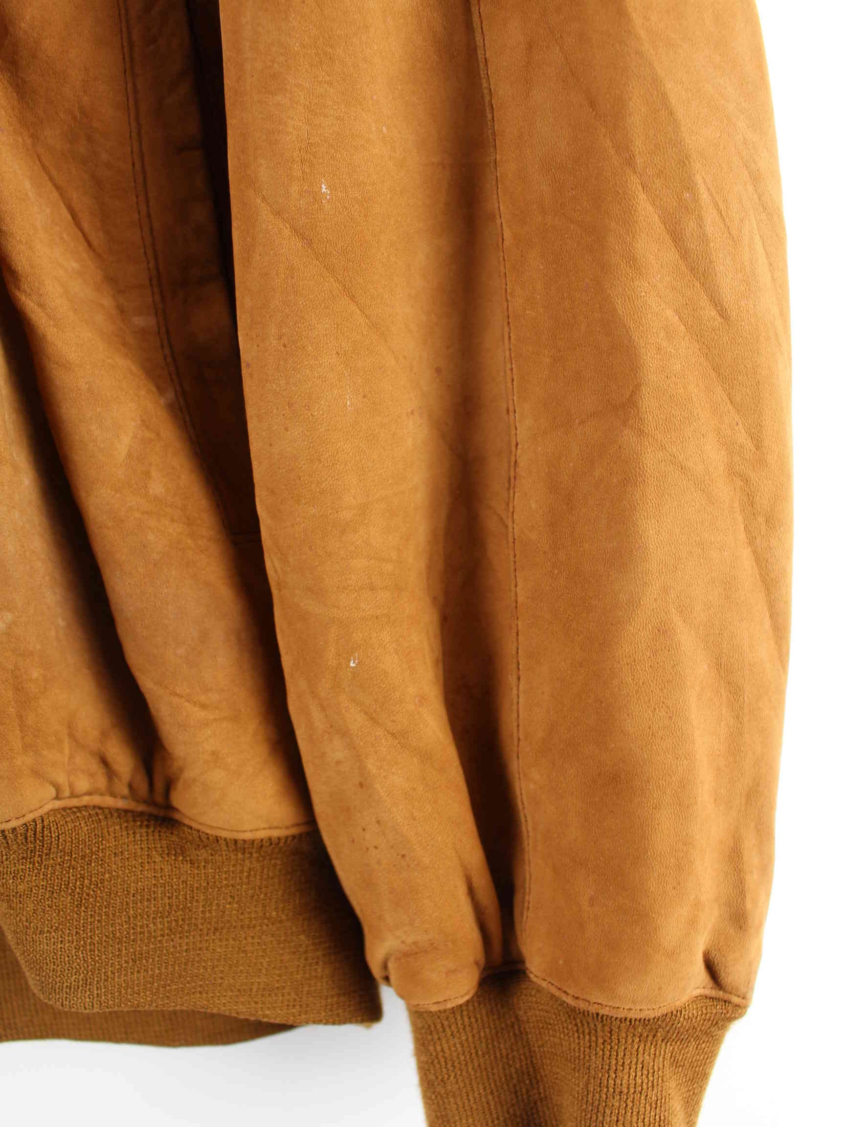 Vintage y2k Suede Bomber Jacke Braun L (detail image 7)