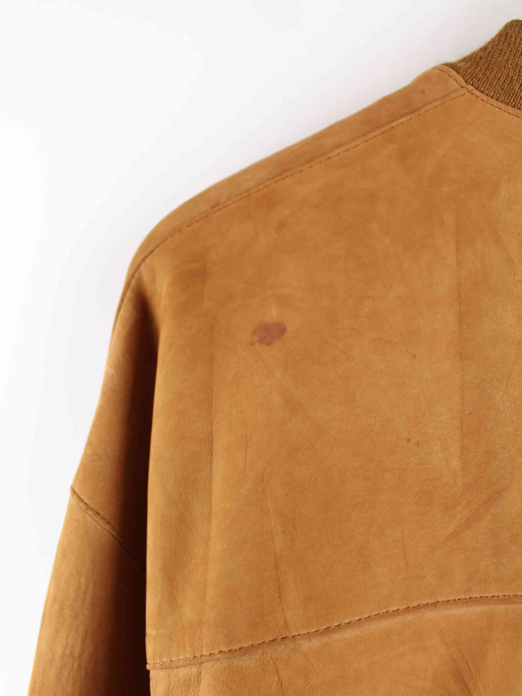 Vintage y2k Suede Bomber Jacke Braun L (detail image 8)