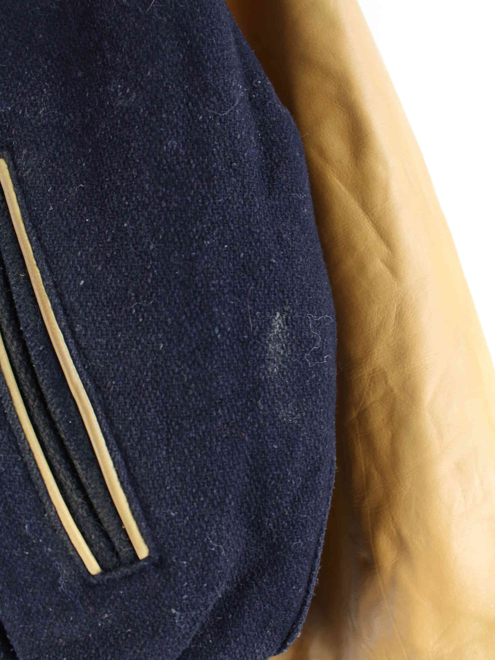 Helston's 80s Vintage Leder College Jacke Blau M (detail image 2)