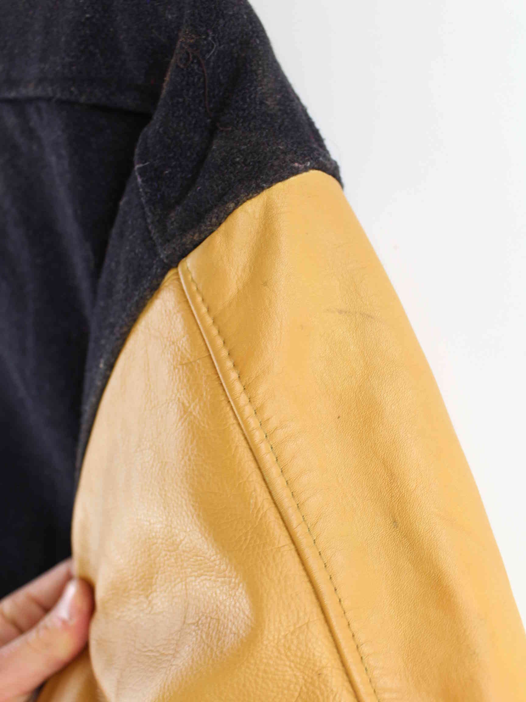 Helston's 80s Vintage Leder College Jacke Blau M (detail image 6)