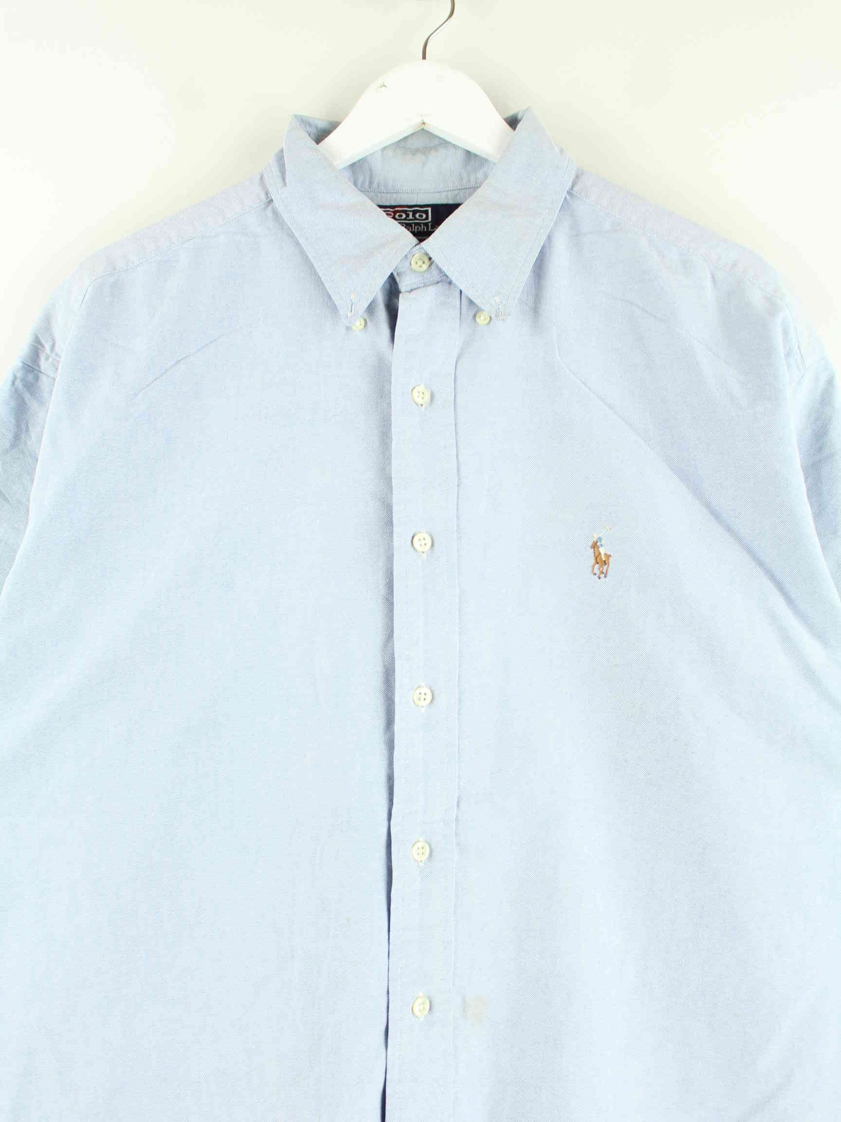 Ralph Lauren 90s Vintage Blake Kurzarm Hemd Blau XL (detail image 1)