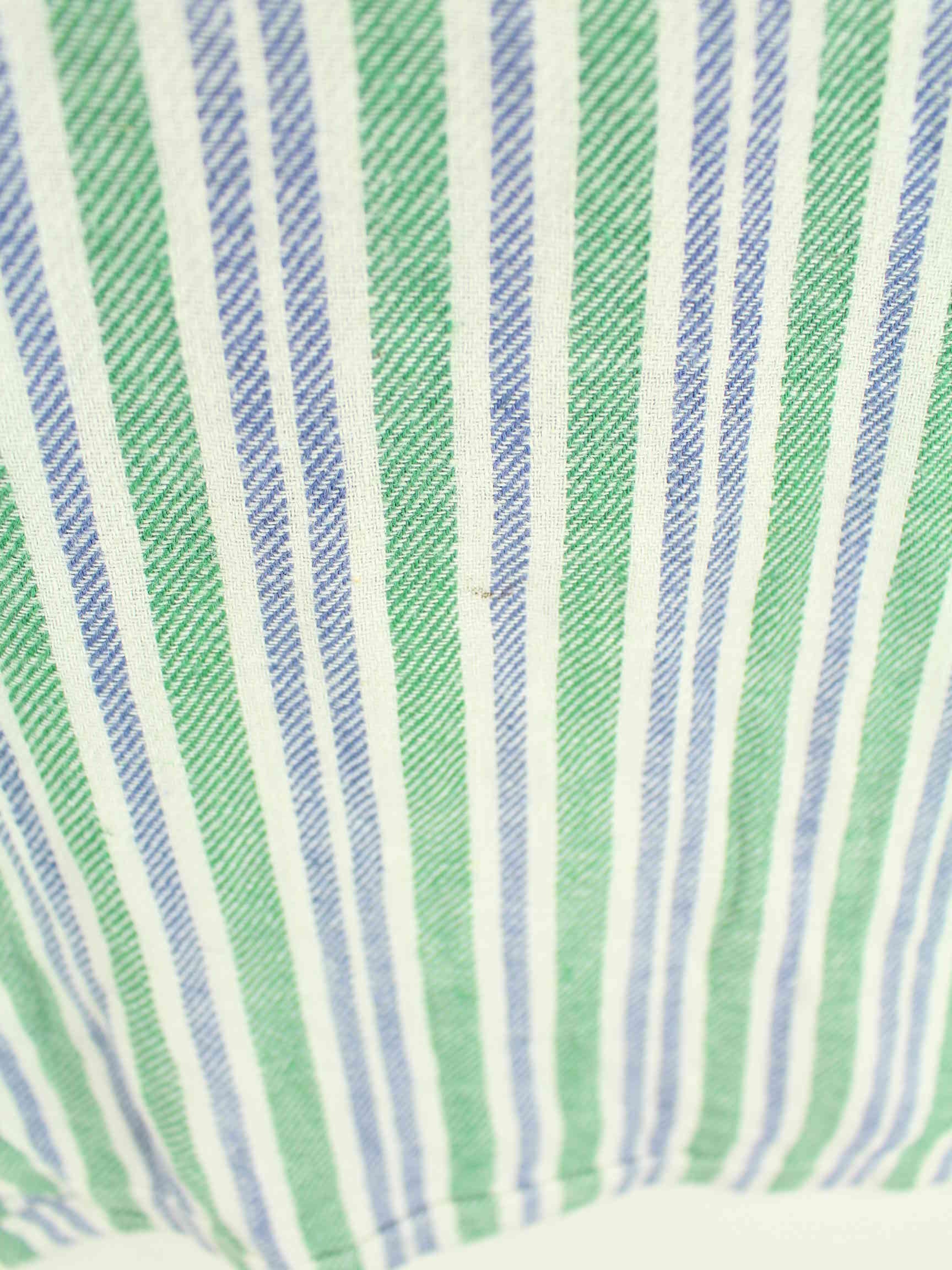 Vintage 90s Striped Kurzarm Hemd Grün XL (detail image 2)