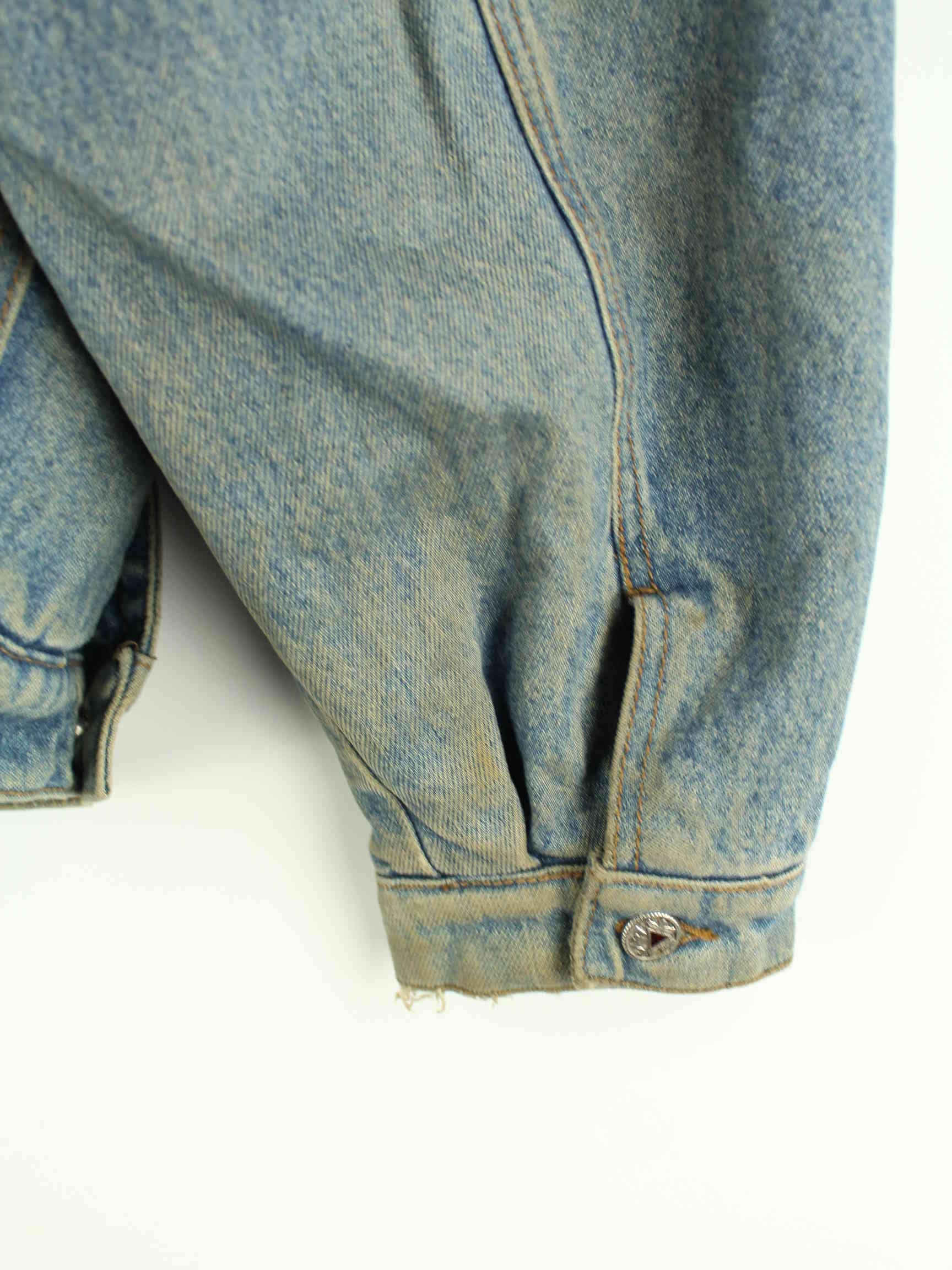 Vintage 80s Embroidered Jeans Jacke Blau L (detail image 8)