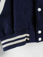 Vintage 80s Roots Leder College Jacke Blau XXL (detail image 7)