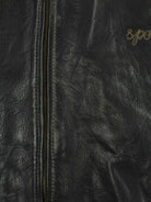 Vintage 90s Sportnick Embroidered Leder Jacke Schwarz XL (detail image 3)