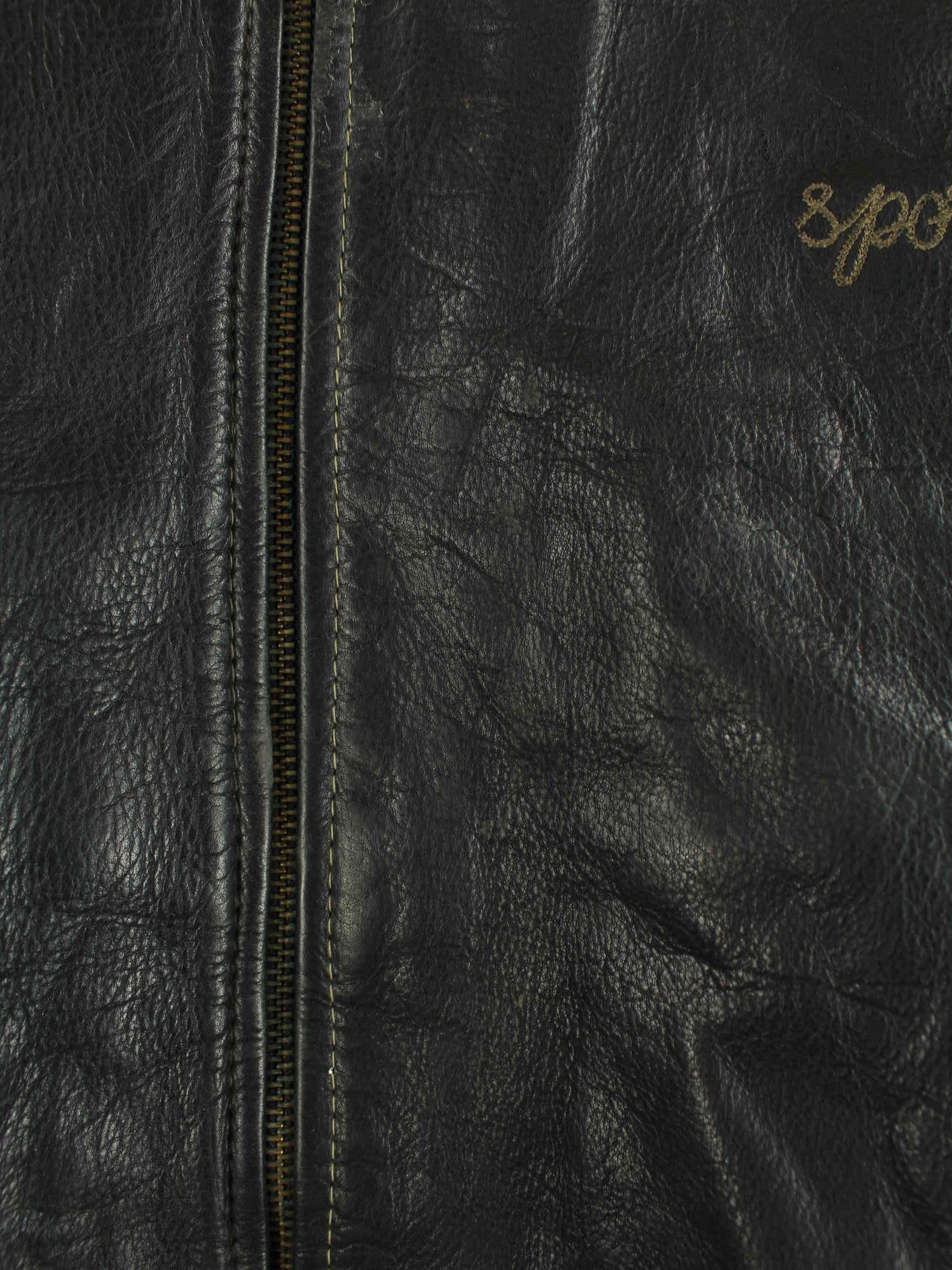 Vintage 90s Sportnick Embroidered Leder Jacke Schwarz XL (detail image 3)