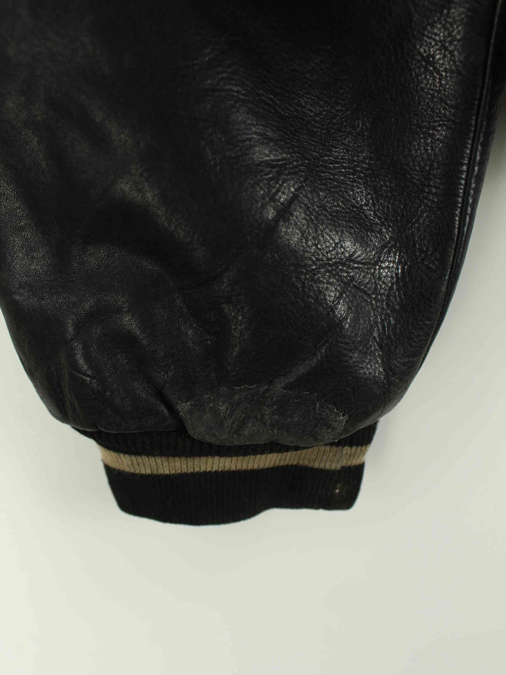 Vintage 90s Sportnick Embroidered Leder Jacke Schwarz XL (detail image 4)