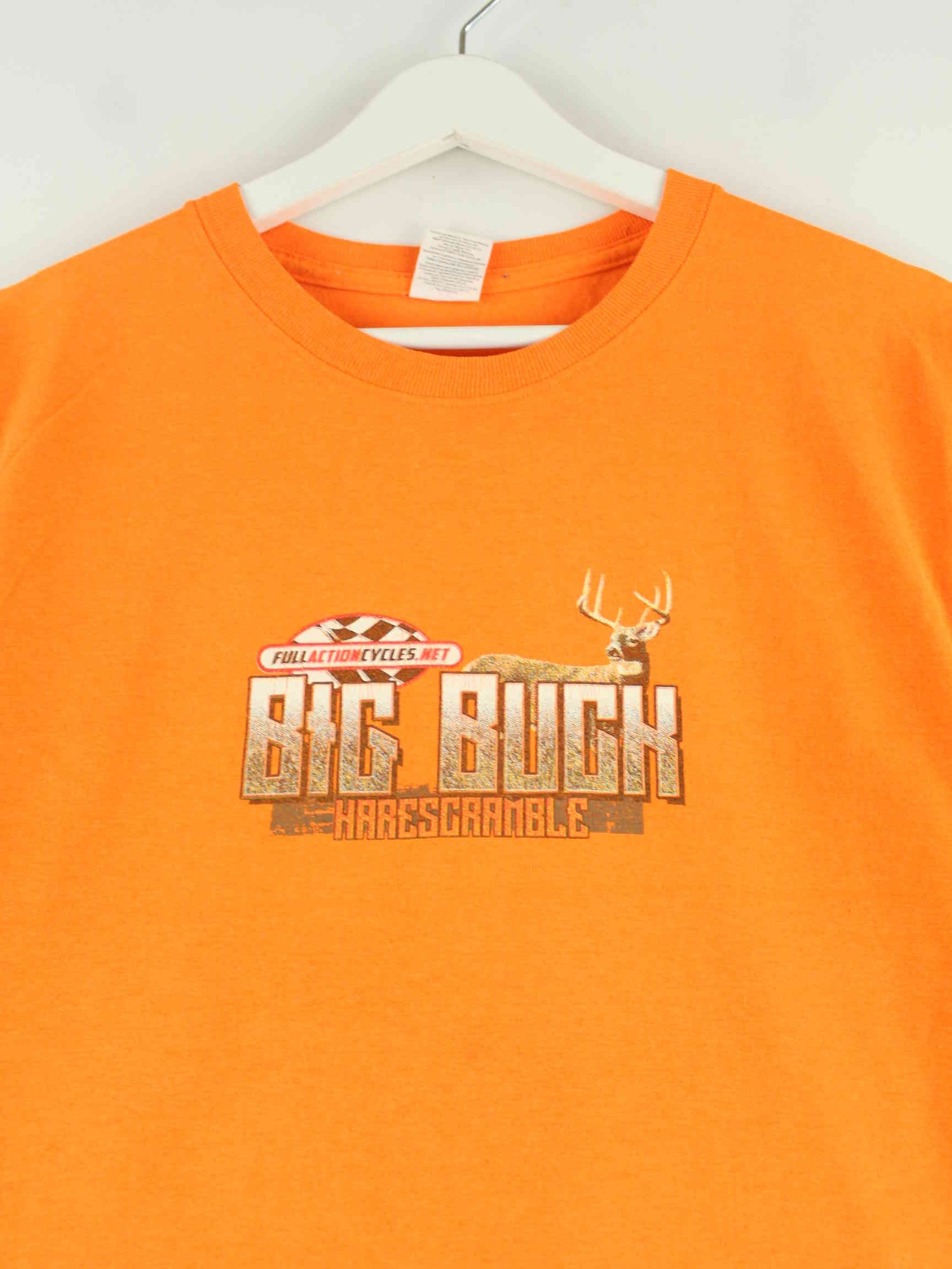 Gildan Damen Big Buck Moto Racing Print T-Shirt Orange XXS (detail image 1)