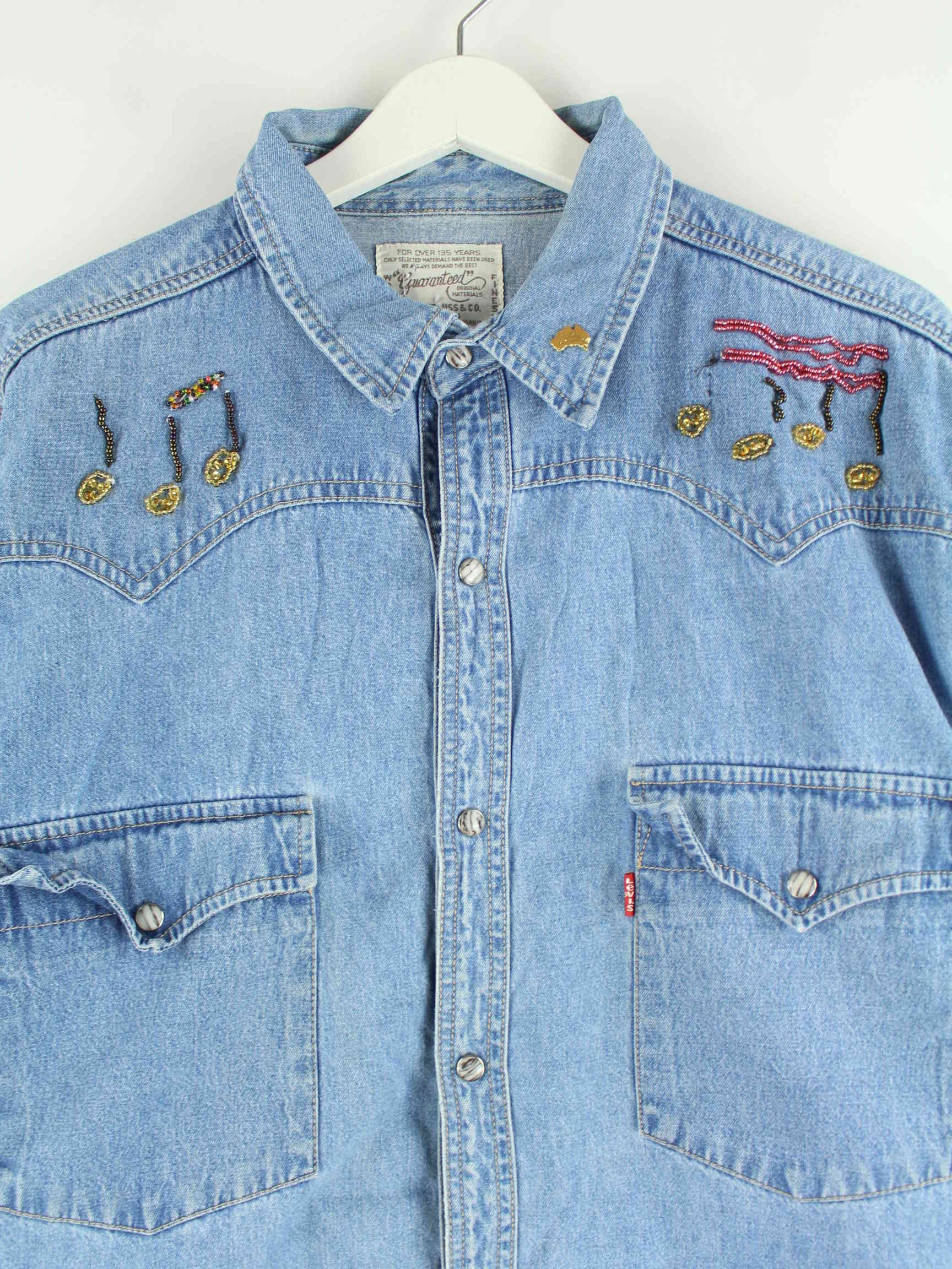 Levi's 00s Customized Jeans Hemd Blau L (detail image 1)