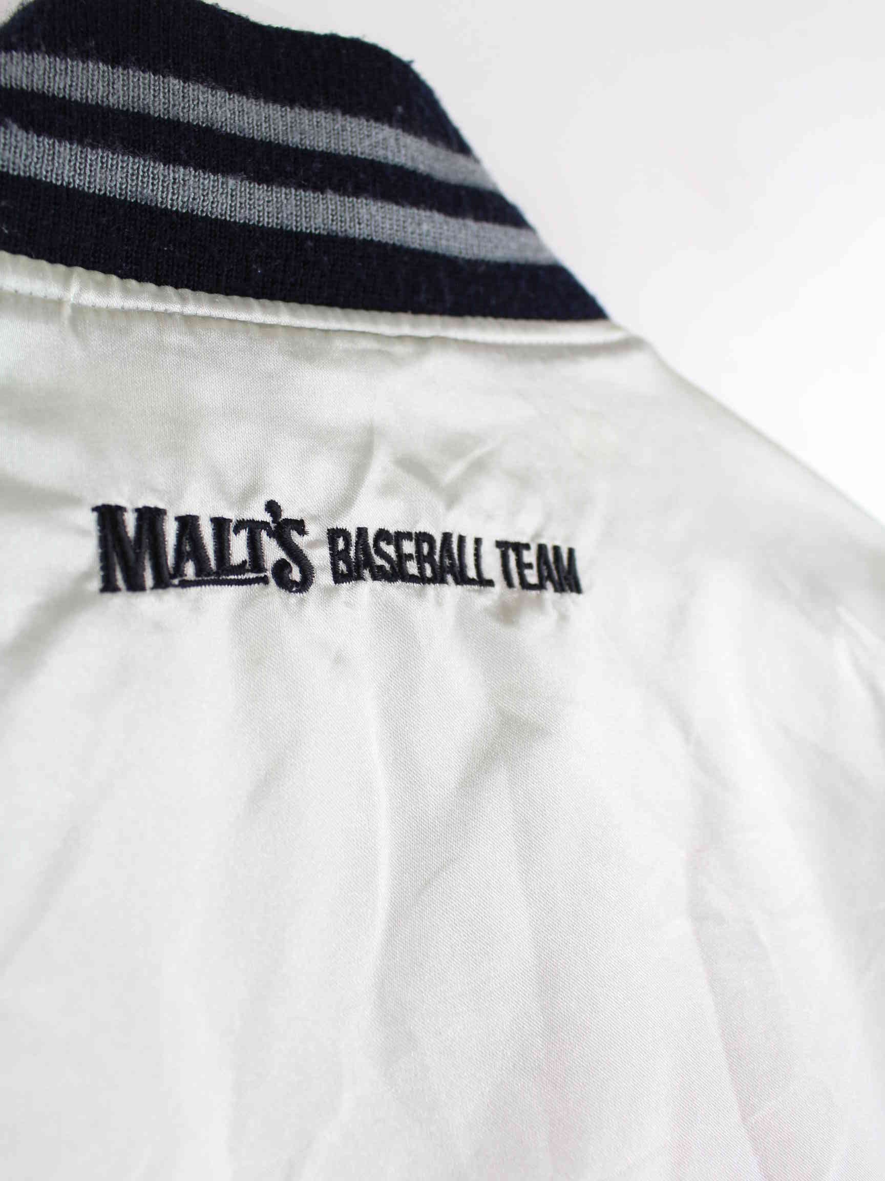 Vintage 90s Malt's Embroidered Varsity College Jacke Grau L (detail image 6)