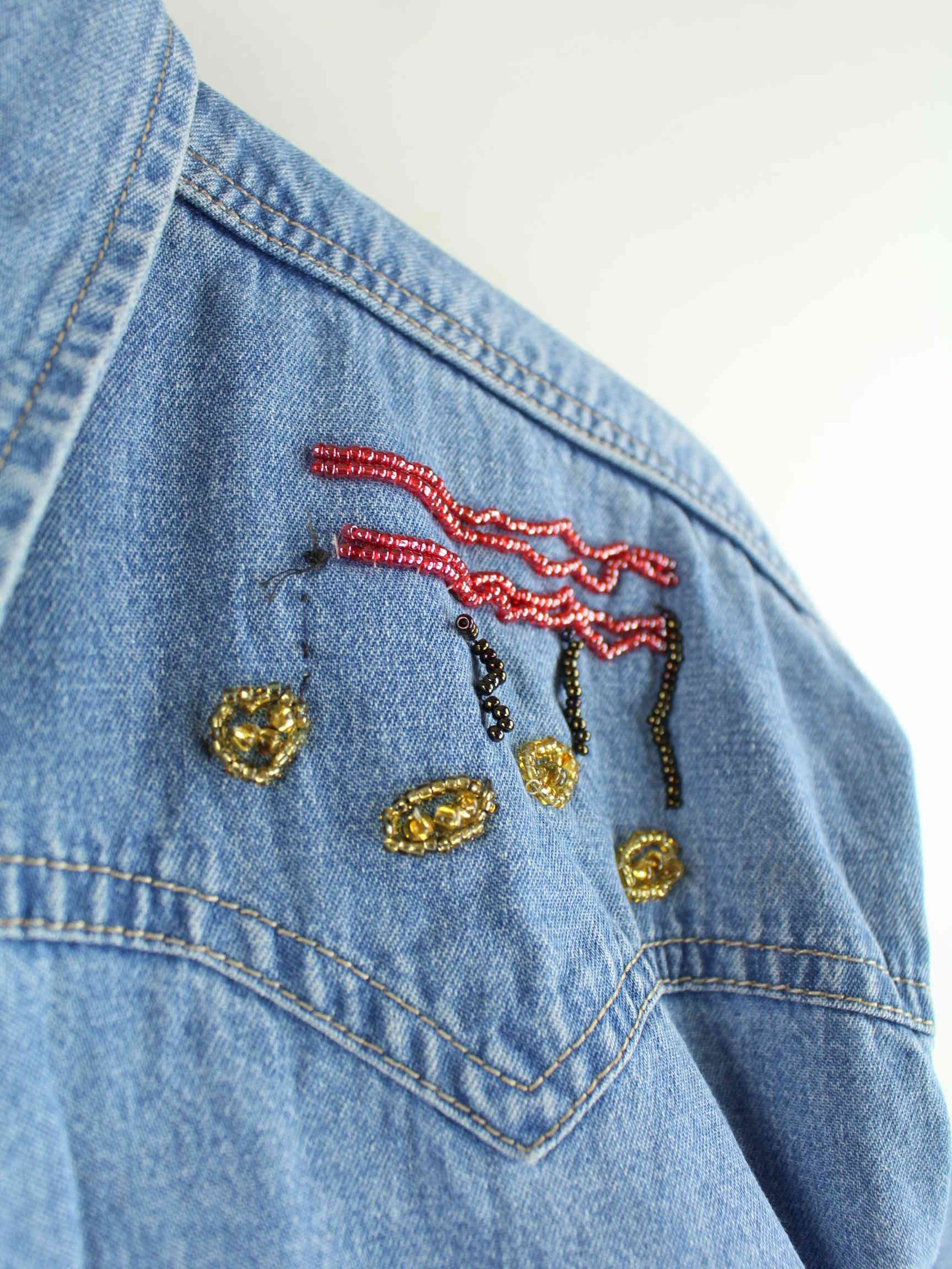 Levi's 00s Customized Jeans Hemd Blau L (detail image 2)