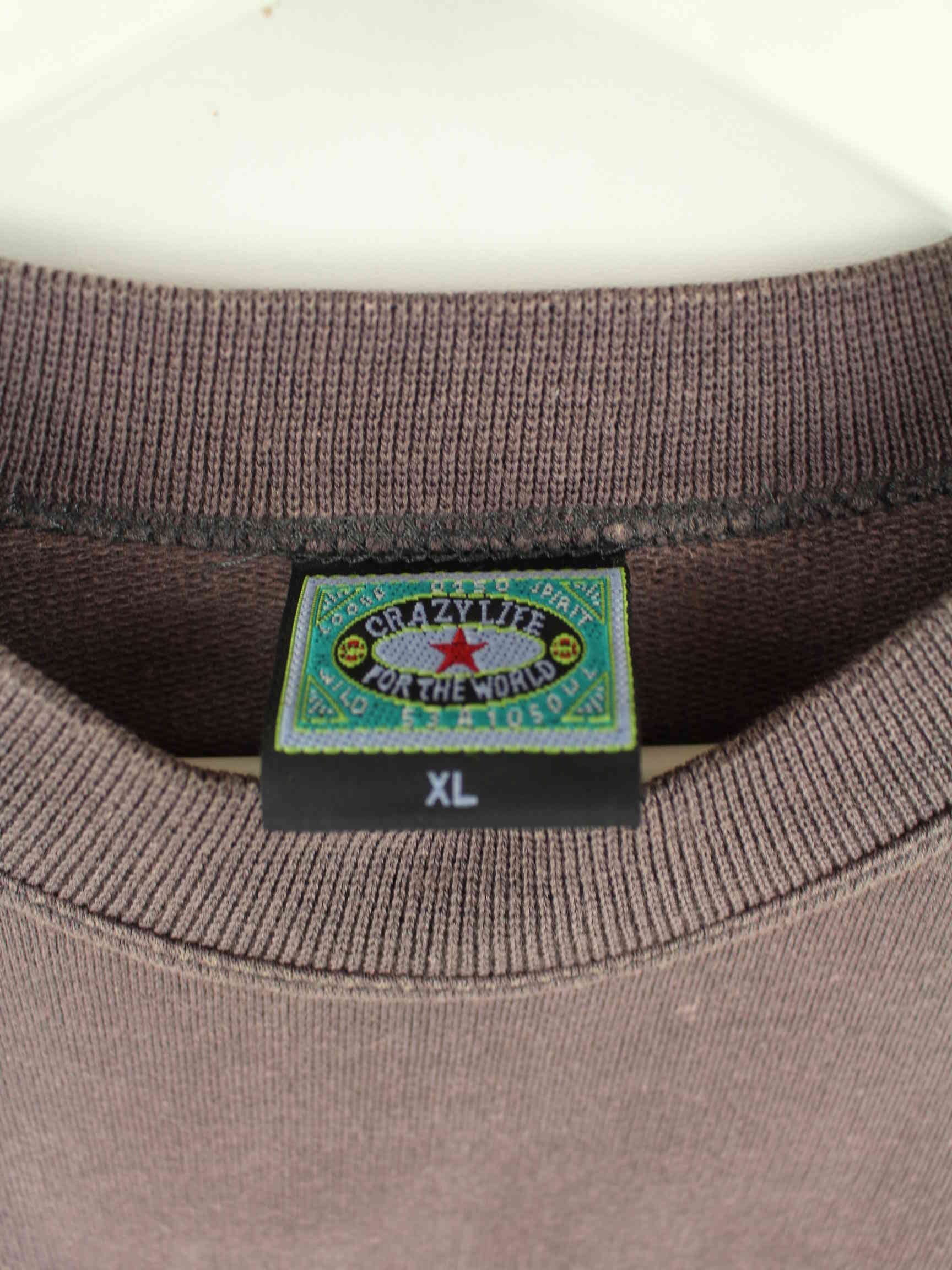 Vintage 90s Basic Print Sweater Braun XL (detail image 2)