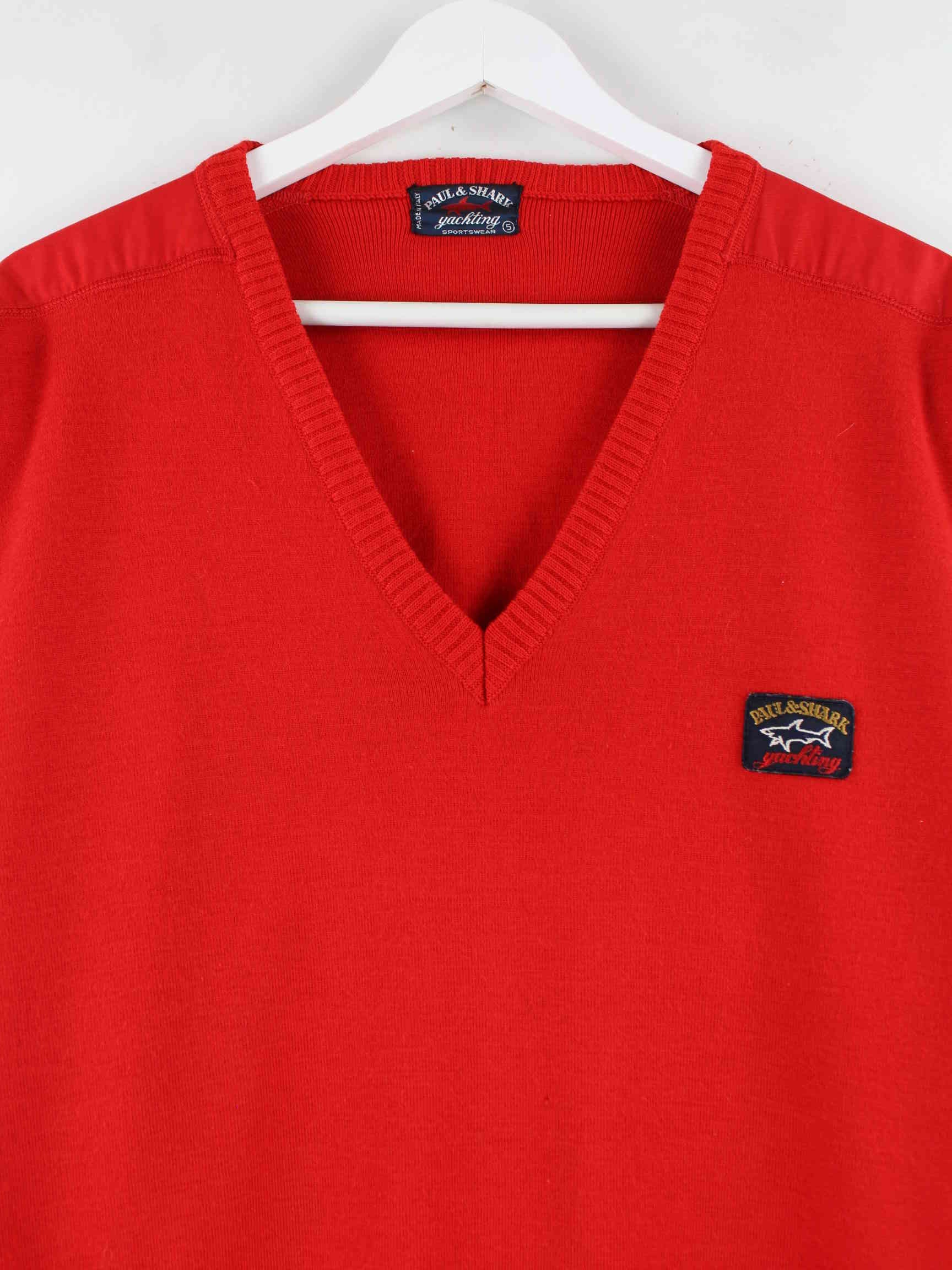 Paul & Shark 90s Vintage V-Neck Pullover Rot L (detail image 1)