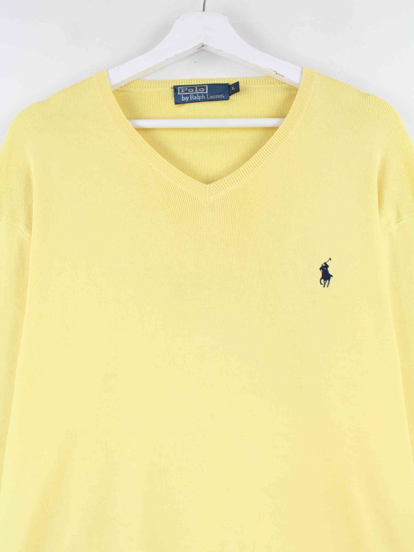 Ralph Lauren 90s Vintage V-Neck Pullover Gelb L (detail image 1)