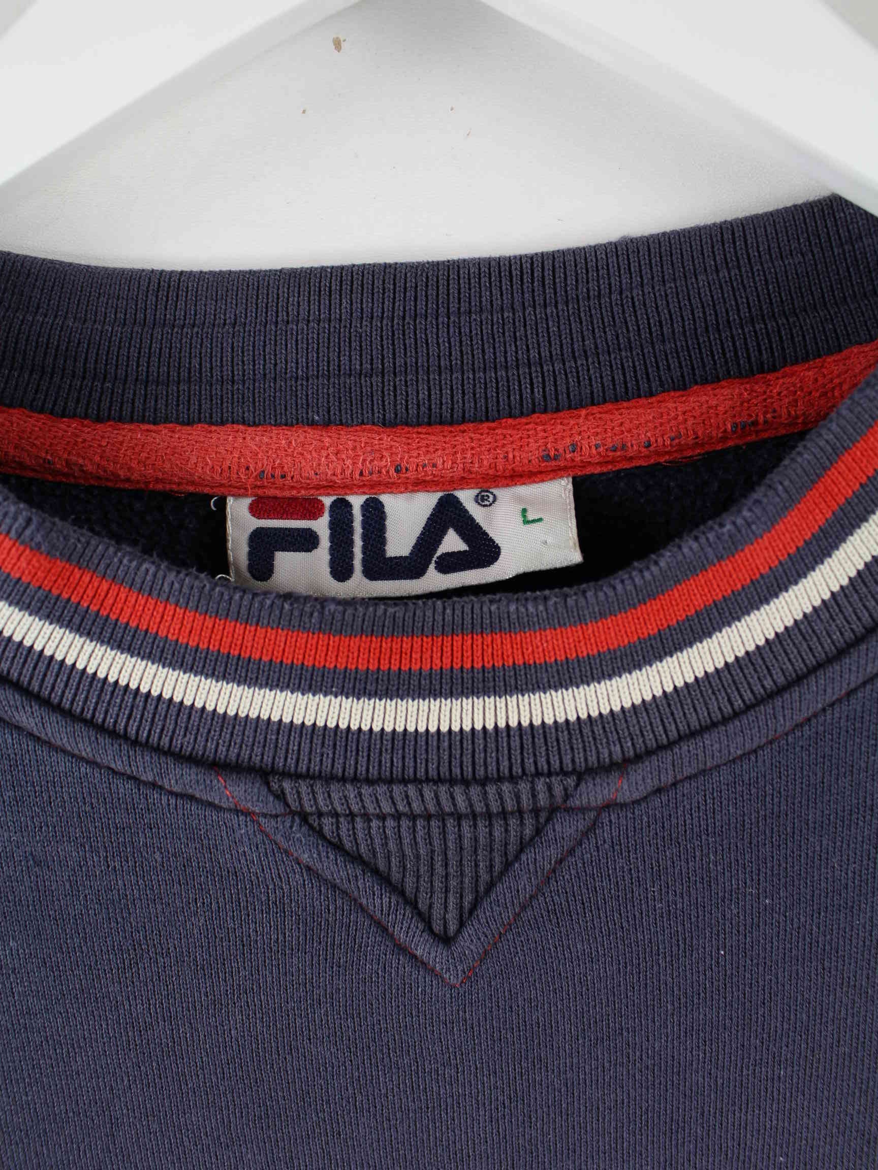 Fila 90s Vintage Embroidered Sweater Blau L (detail image 2)