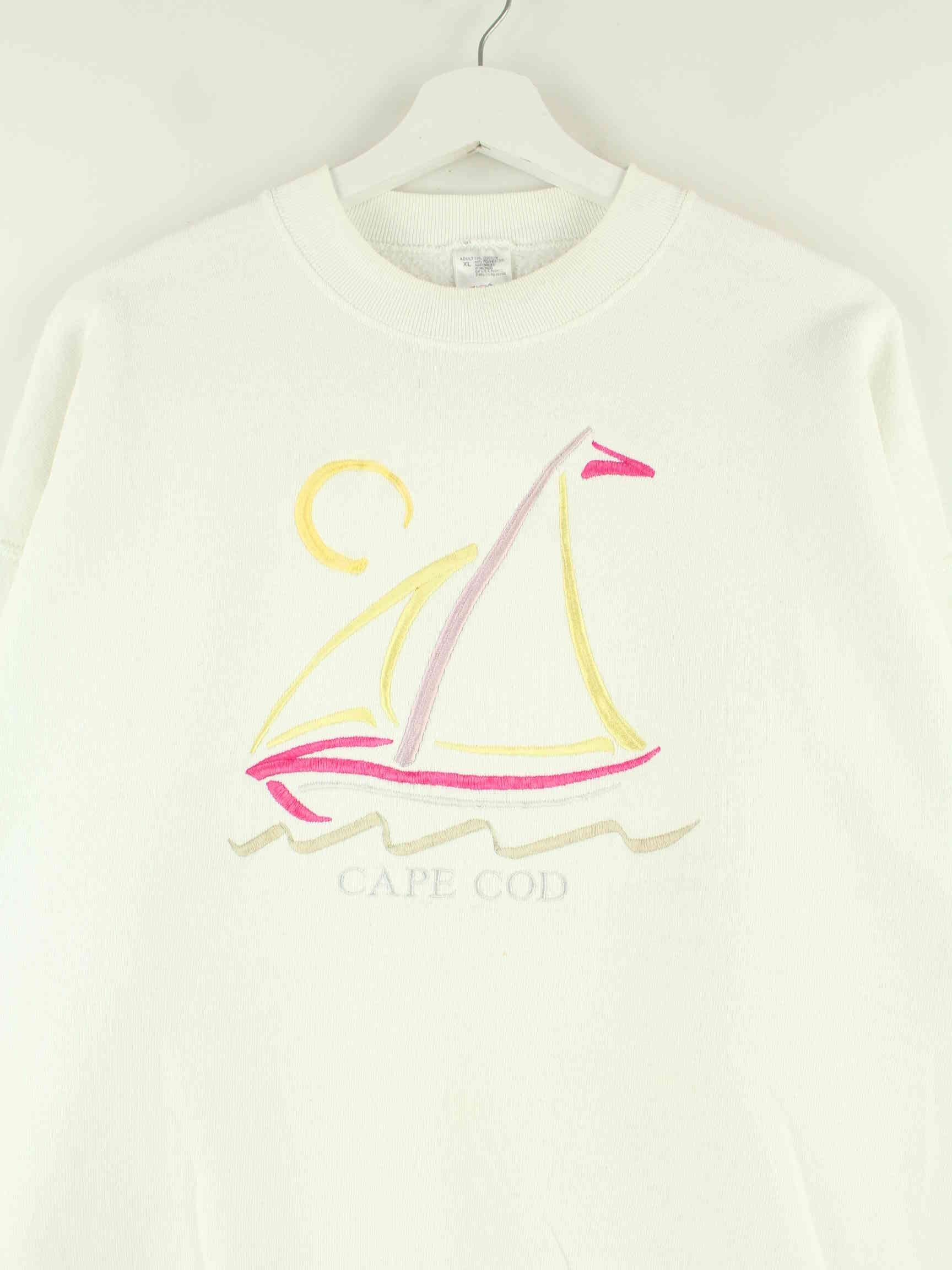 Fruit of the Loom 90s Vintage Cape Cod Embroidered Sweater Weiß XL (detail image 1)