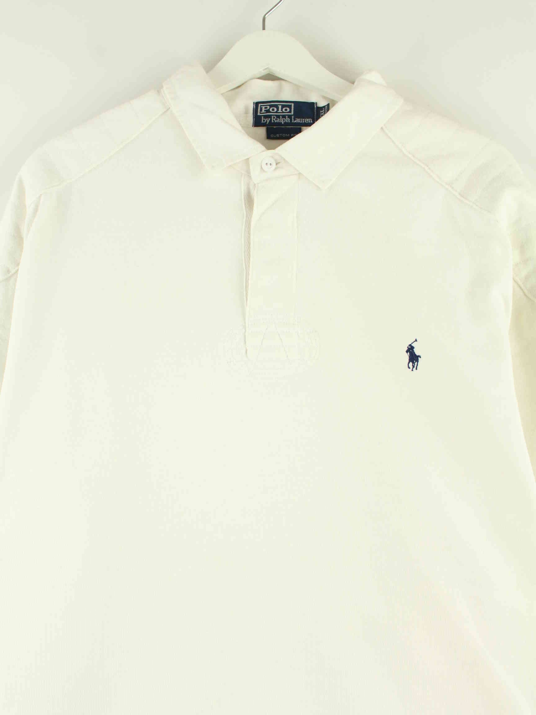 Ralph Lauren 90s Vintage Langarm Polo Weiß XXL (detail image 1)