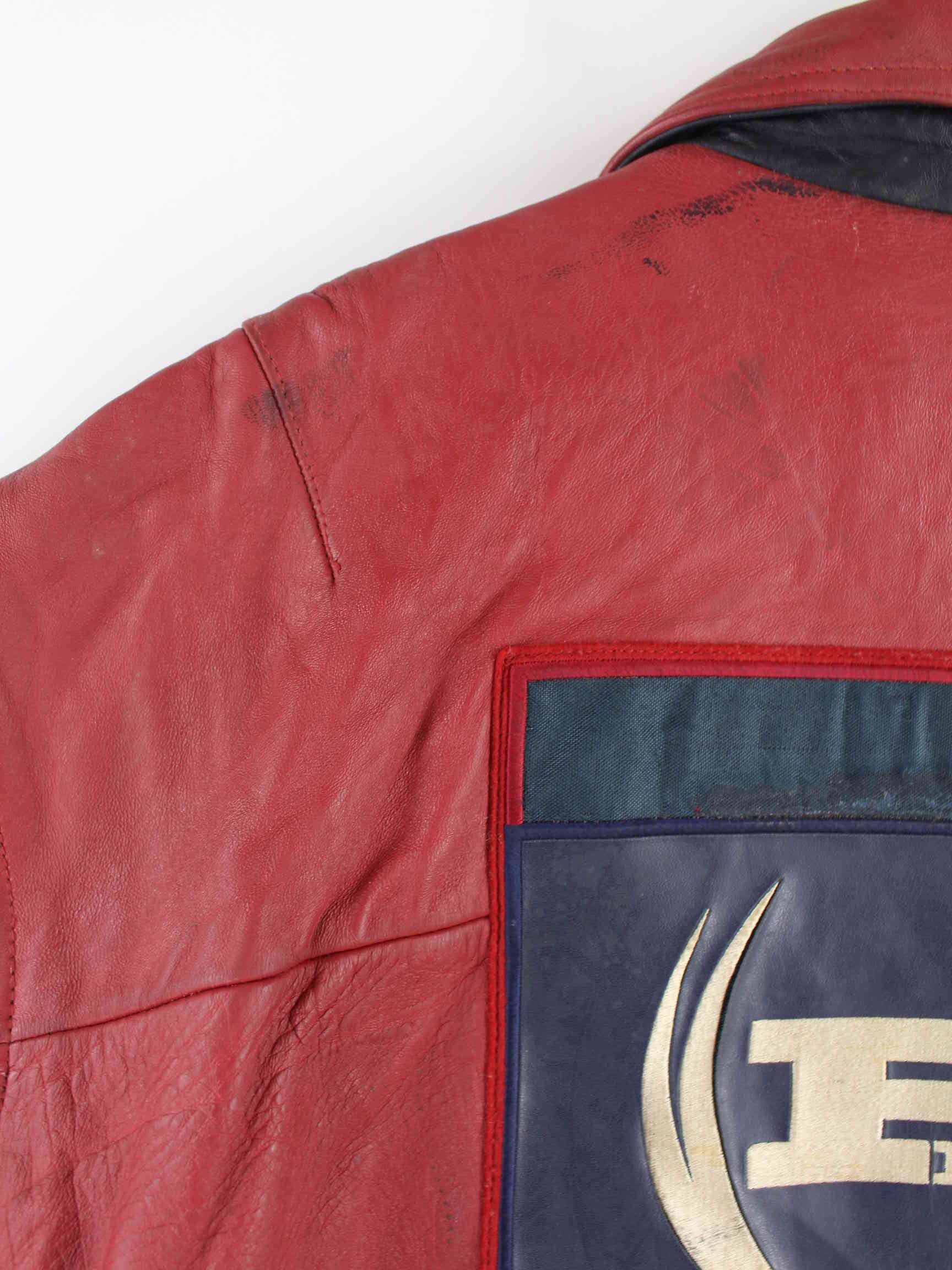 Vintage 90s Phat Farm Leder Jacke Rot 4XL (detail image 11)