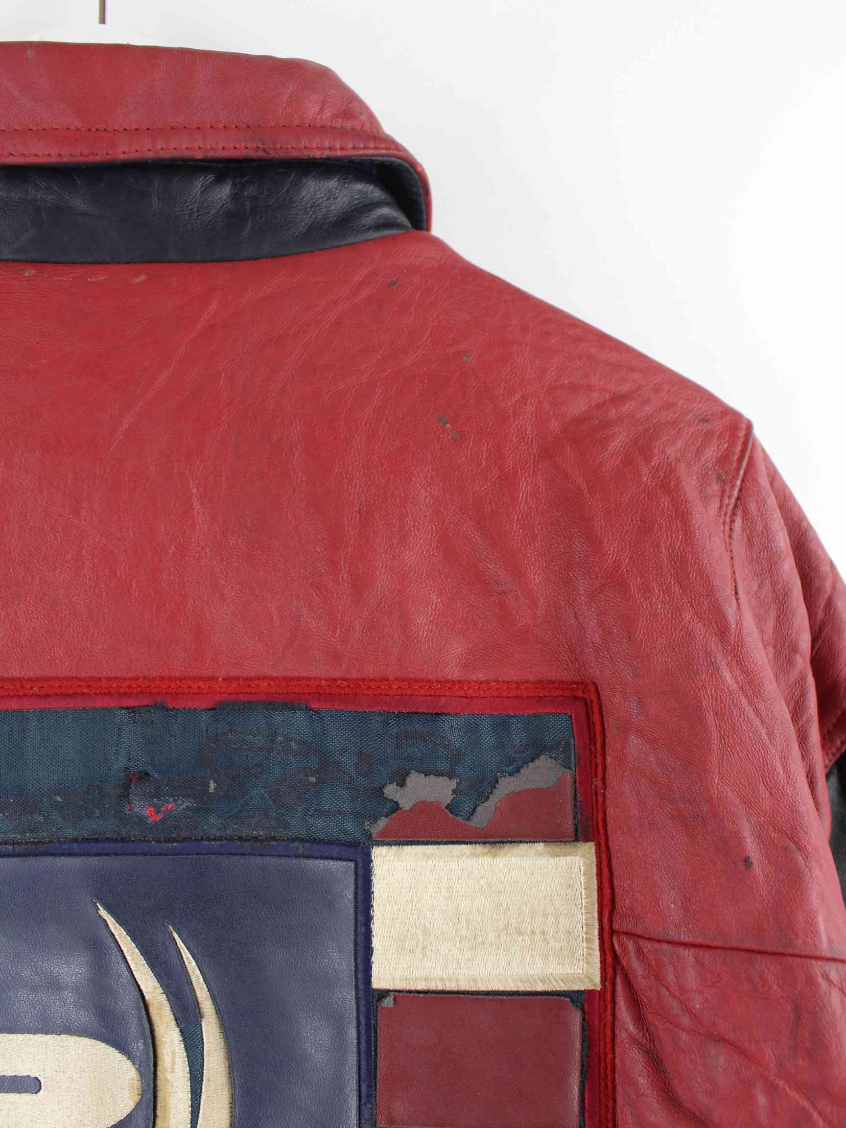 Vintage 90s Phat Farm Leder Jacke Rot 4XL (detail image 12)