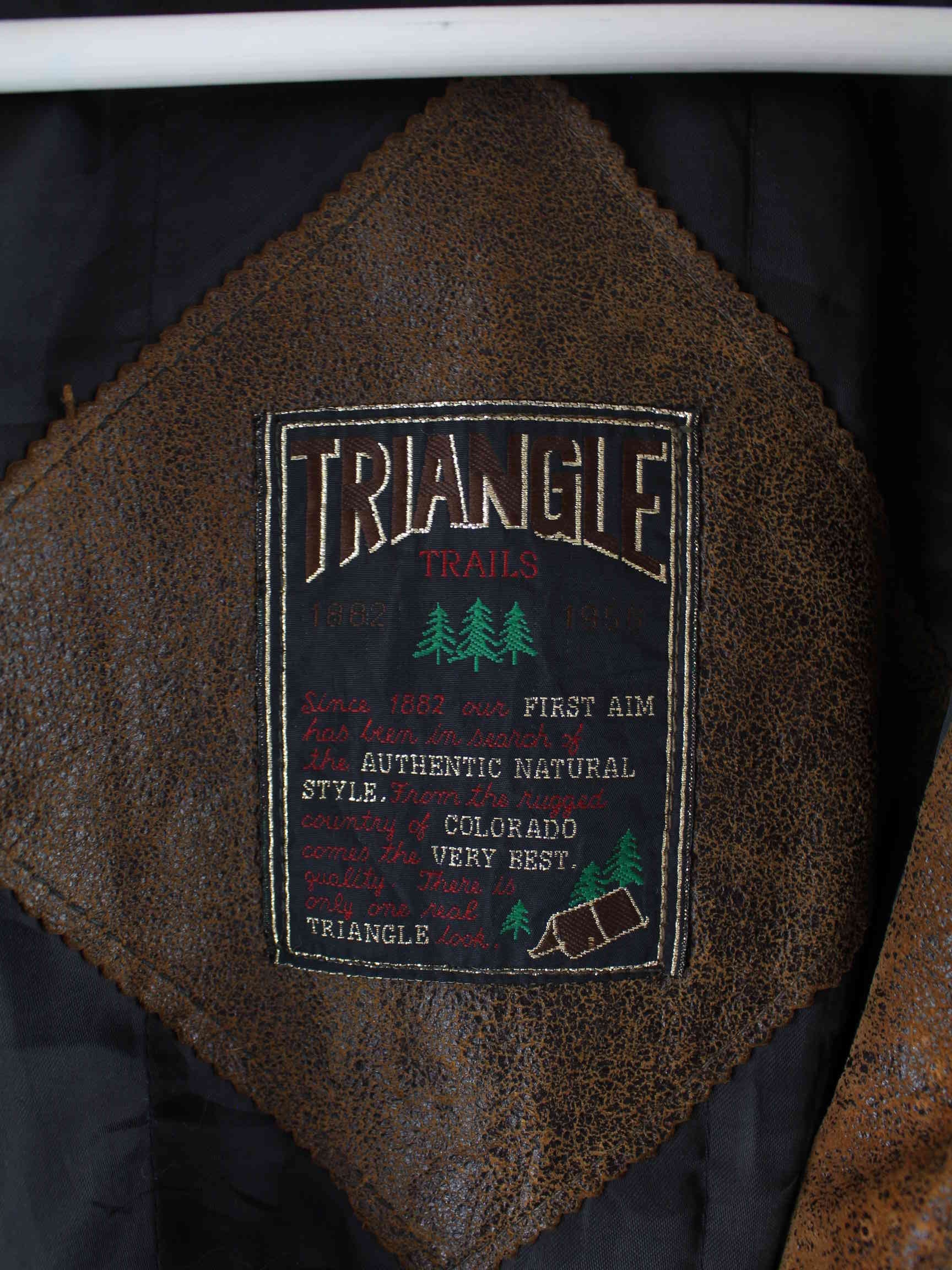 Vintage 90s Triangle Leder Flieger Jacke Braun XL (detail image 5)