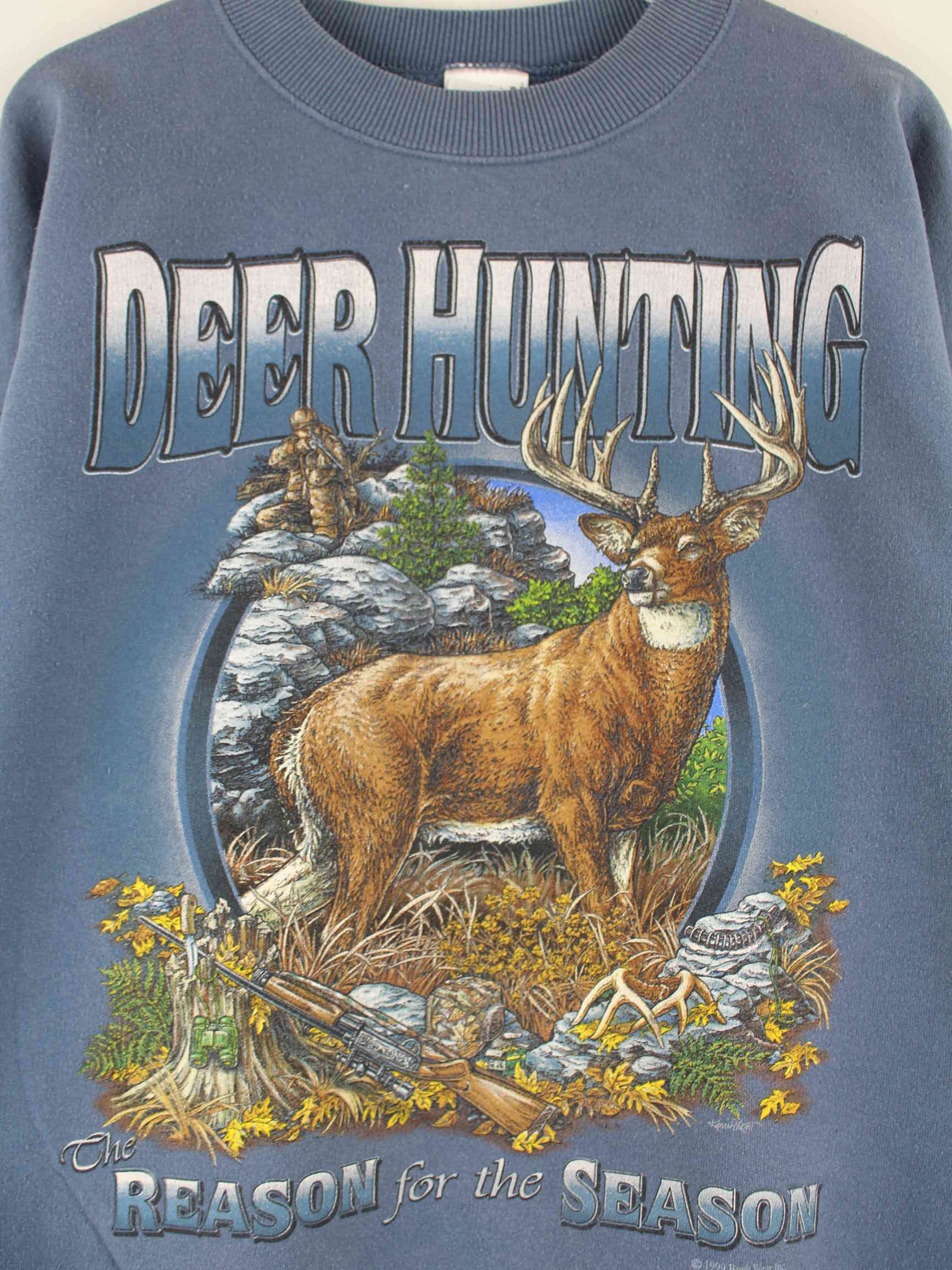 Gildan 1999 Vintage Deer Hunter Print Heavy Sweater Blau XL (detail image 1)