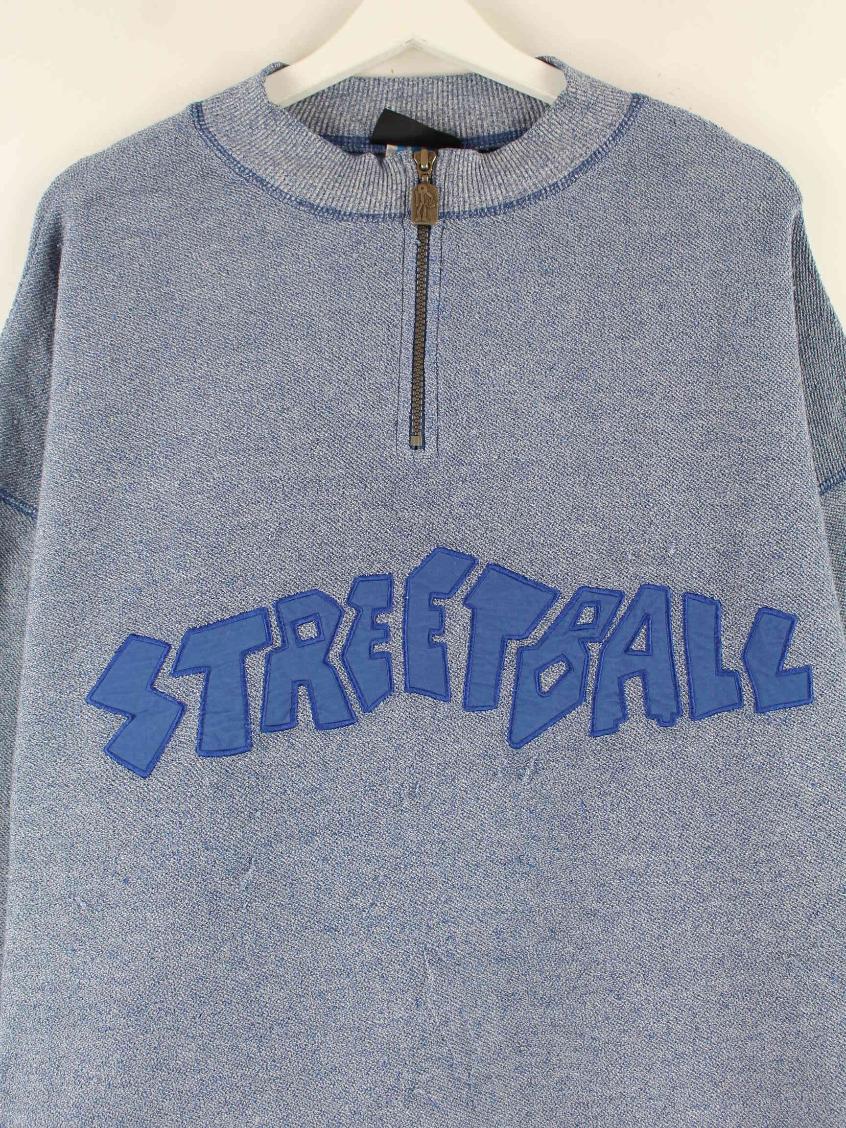 Adidas 90s Vintage Streetbrawl Oversized Half Zip Pullover Blau L (detail image 1)