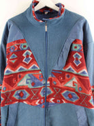 Vintage 90s Crazy Pattern Fleece Sweatjacke Blau XXL (detail image 1)