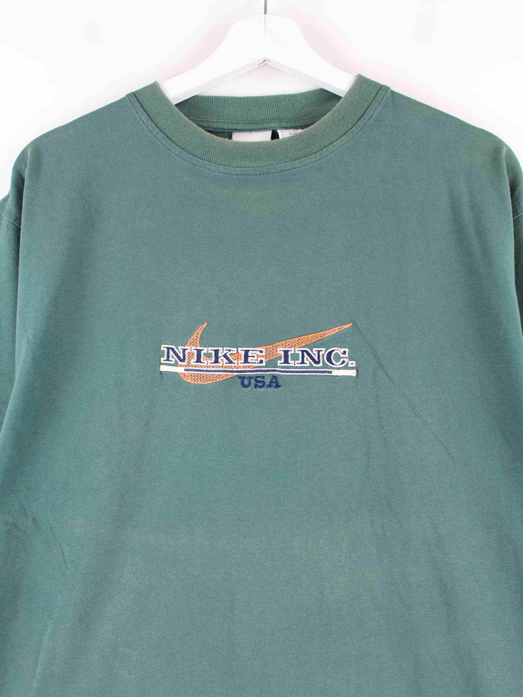 Nike 90s Vintage Embroidered Swoosh T-Shirt Grün M (detail image 1)