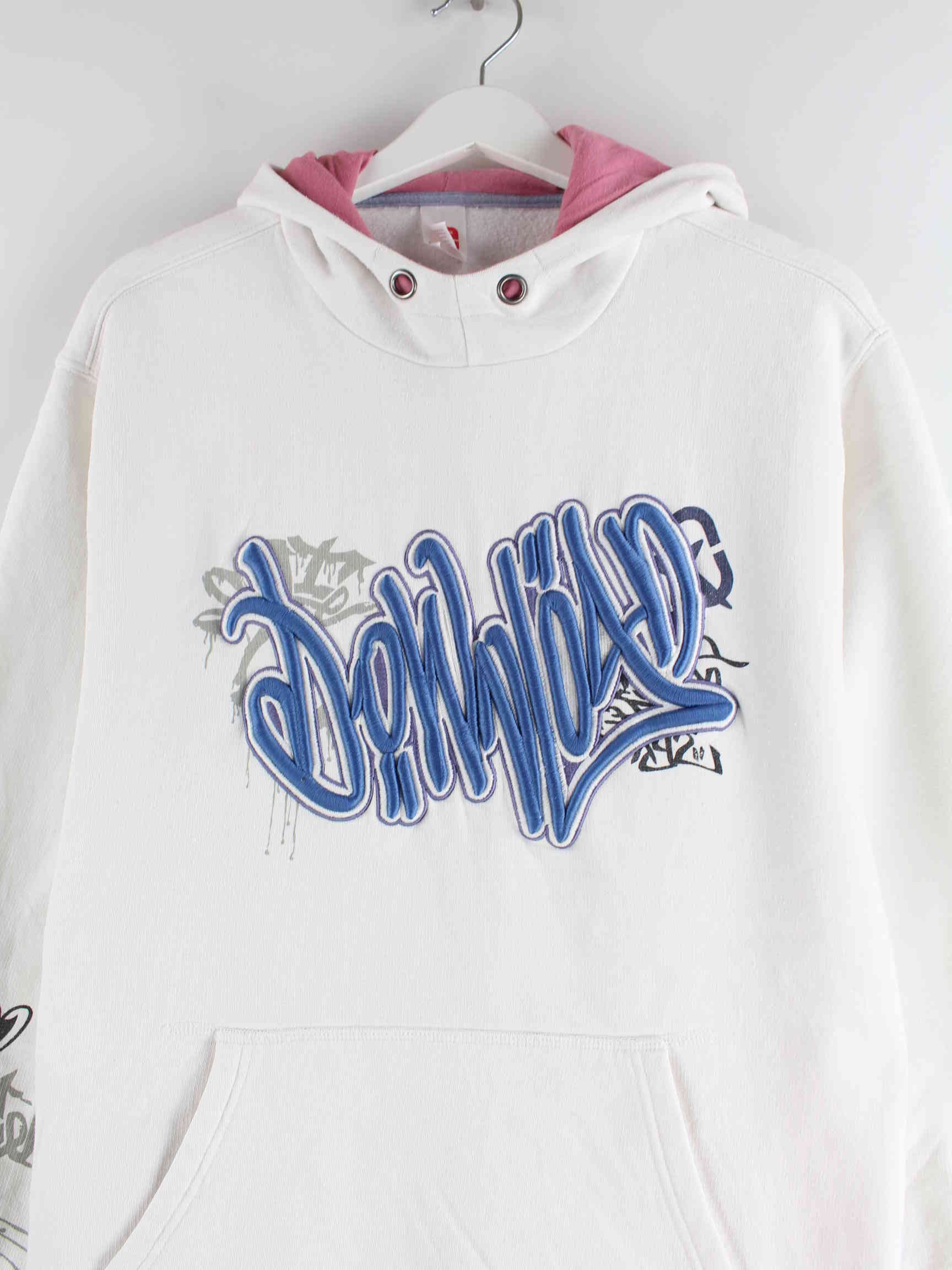 Vintage y2k Grafitti Embroidered Hoodie Weiß S (detail image 1)