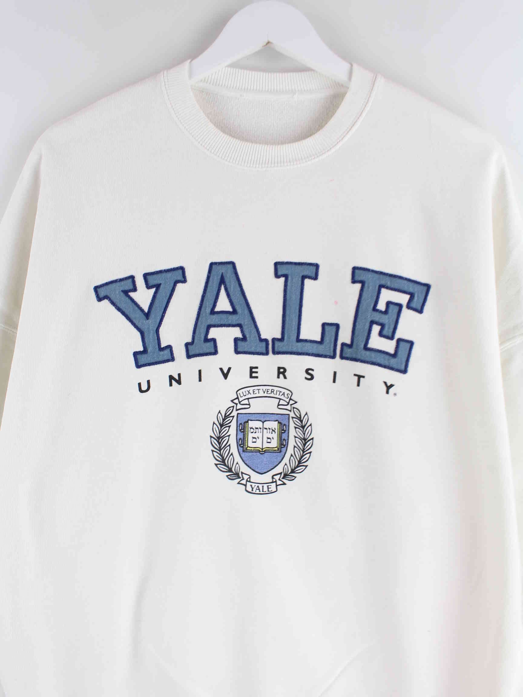 Vintage 90s Yale University Print Sweater Weiß XS (detail image 1)