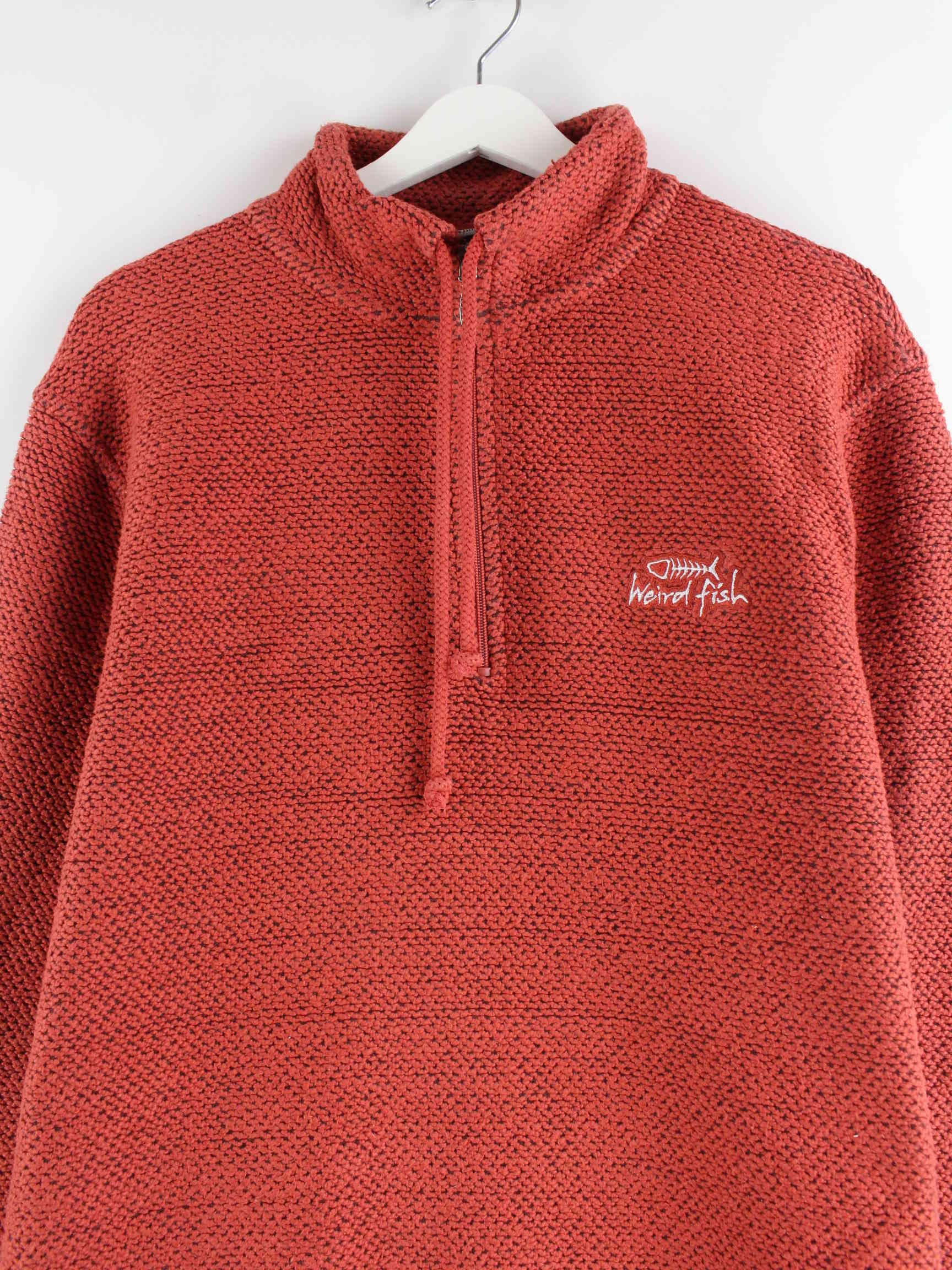 Weird Fish y2k Knit Half Zip Sweater Rot L (detail image 1)